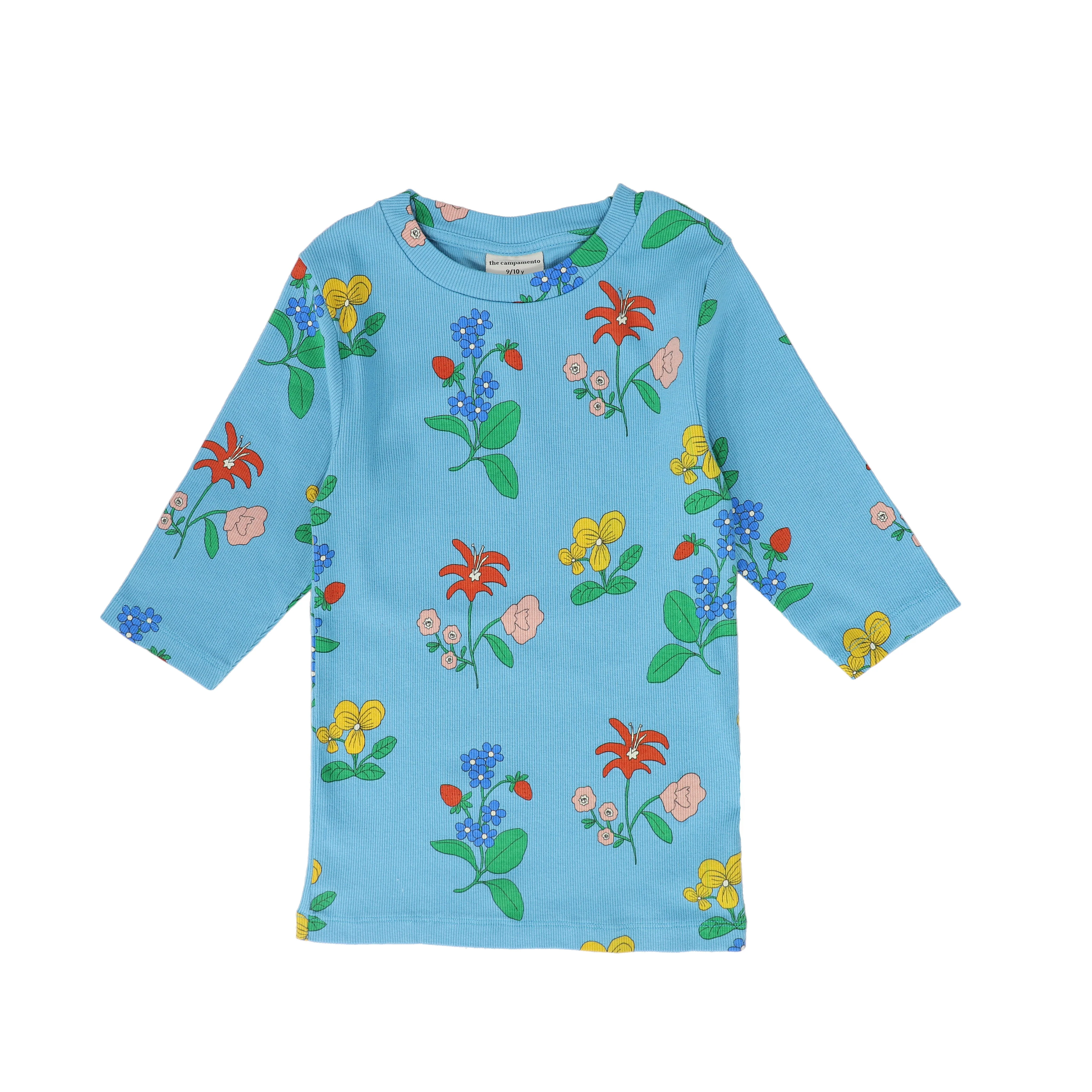 THE CAMPAMENTO BLUE FLORAL RIBBED TEE