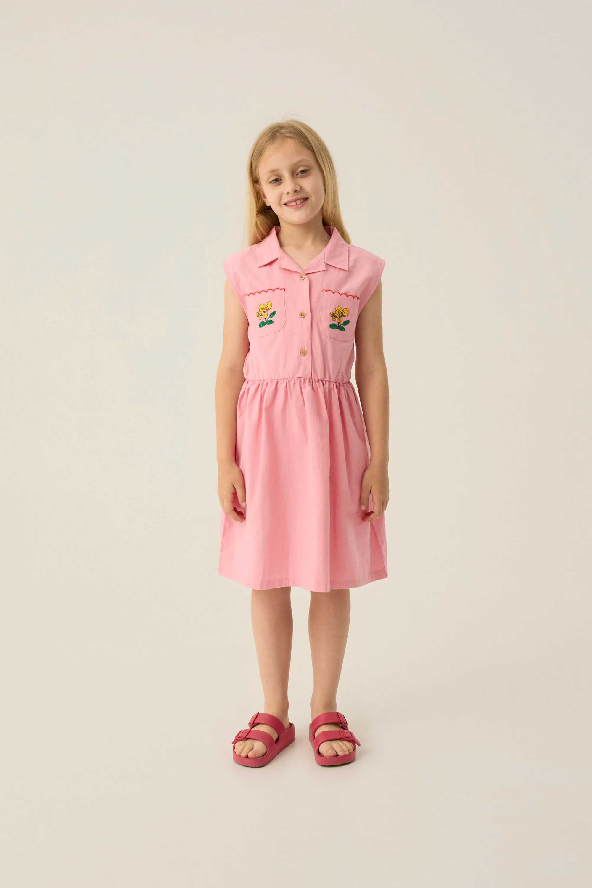 THE CAMPAMENTO PINK FLOWER PATCH POCKET DRESS - Image 2
