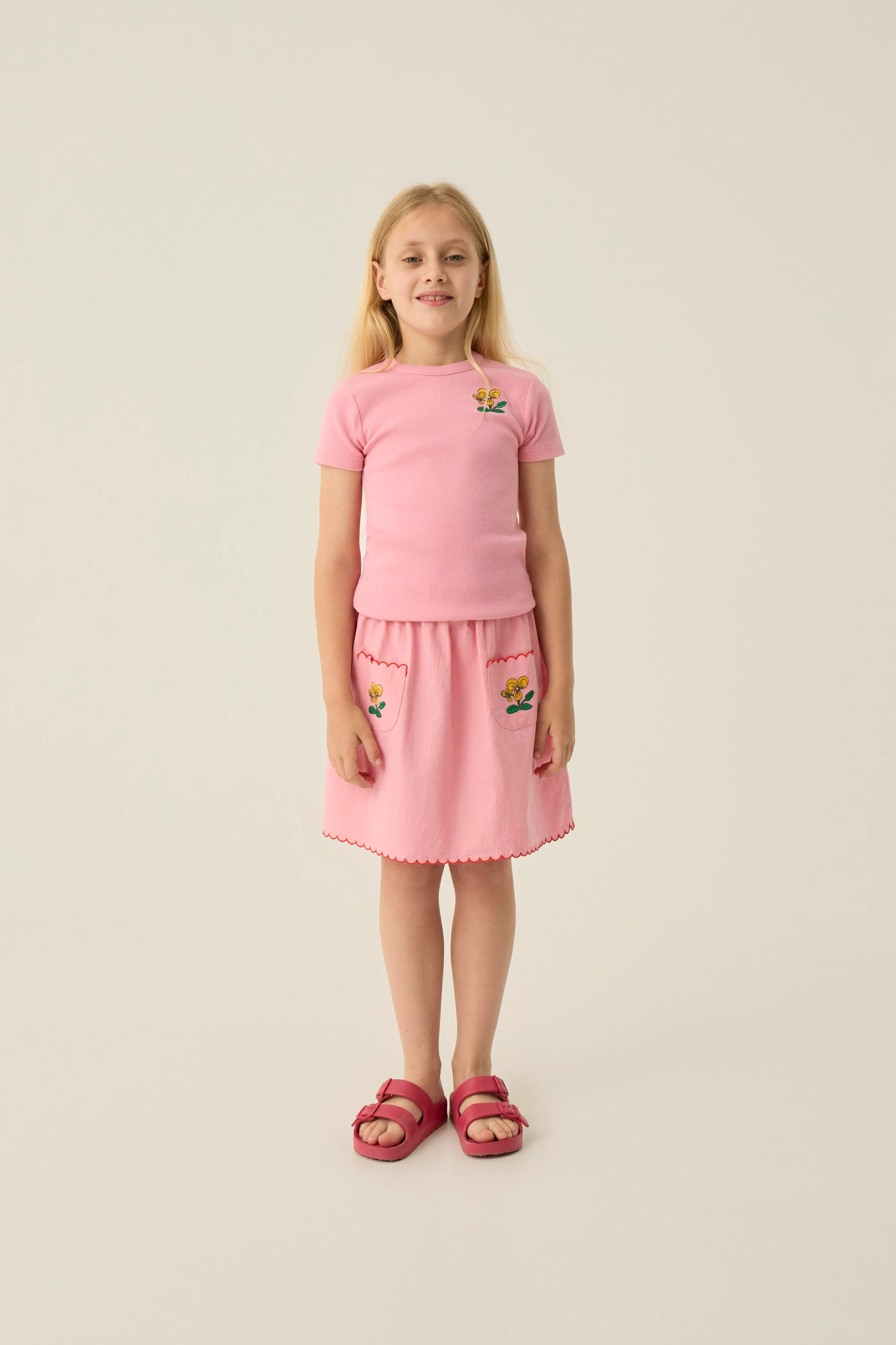 THE CAMPAMENTO PINK FLOWER PATCH SKIRT - Image 2