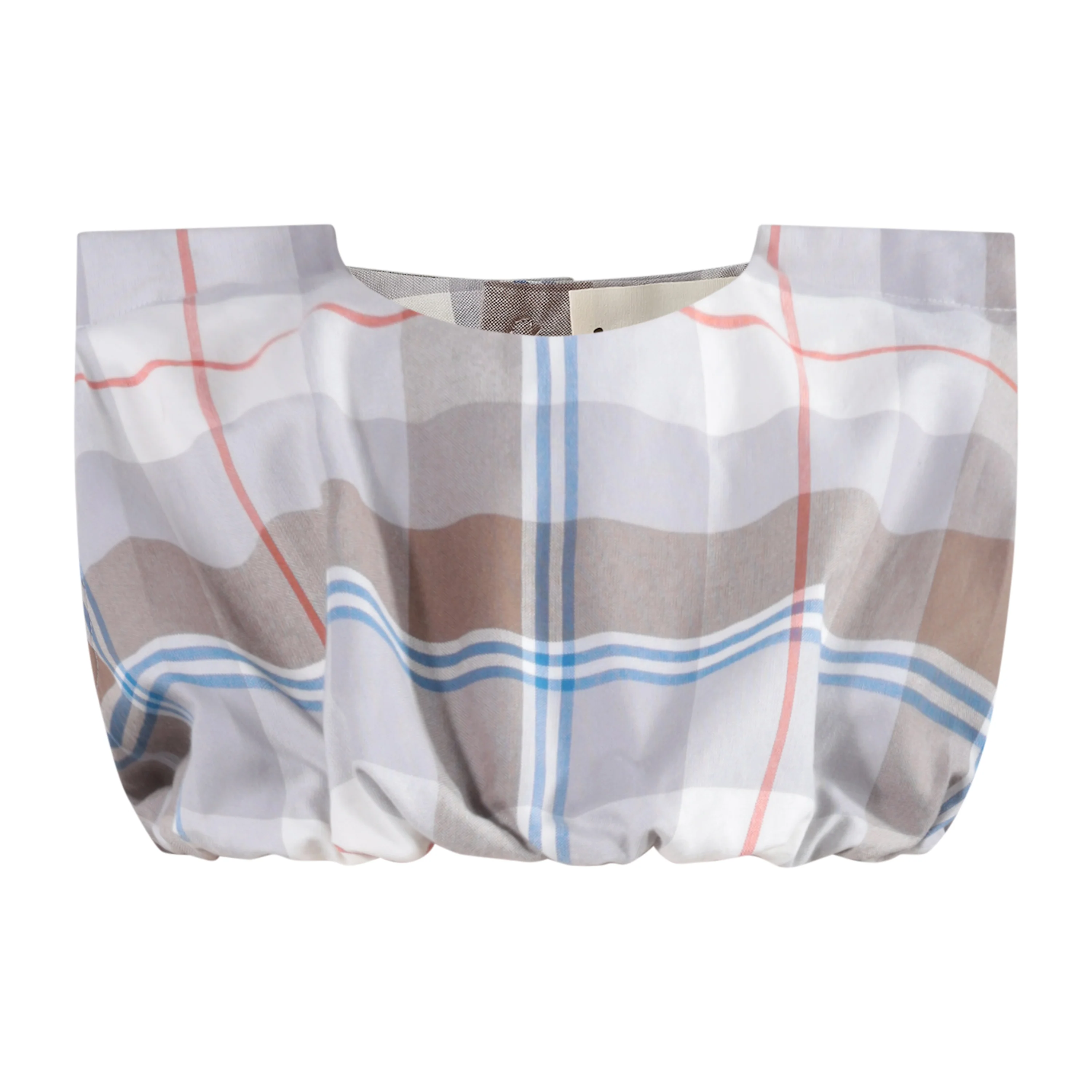 TNTRM TAUPE/BLUE CHECKED CROP TOP