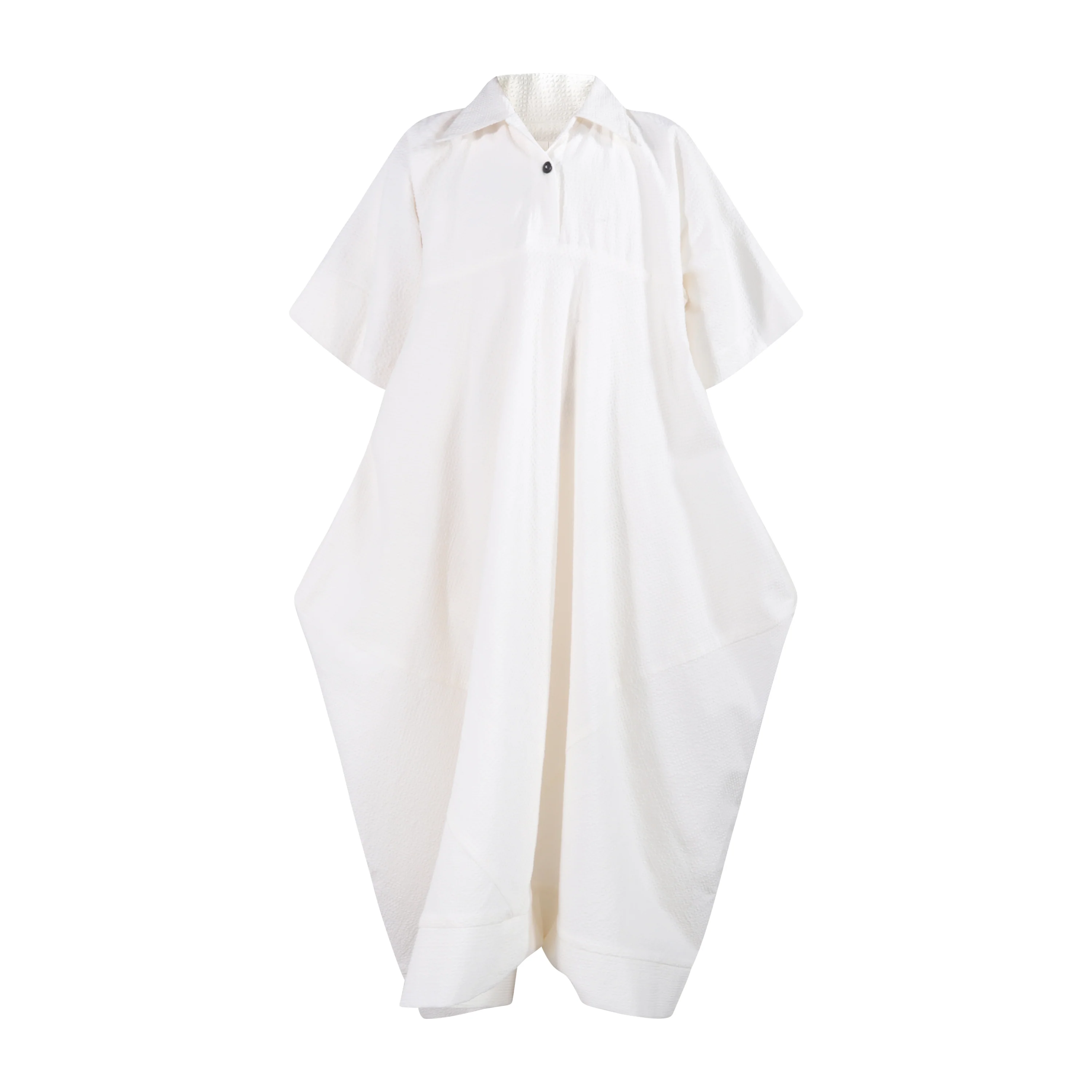 TNTRM WHITE SEERSUCKER SHIRT DRESS