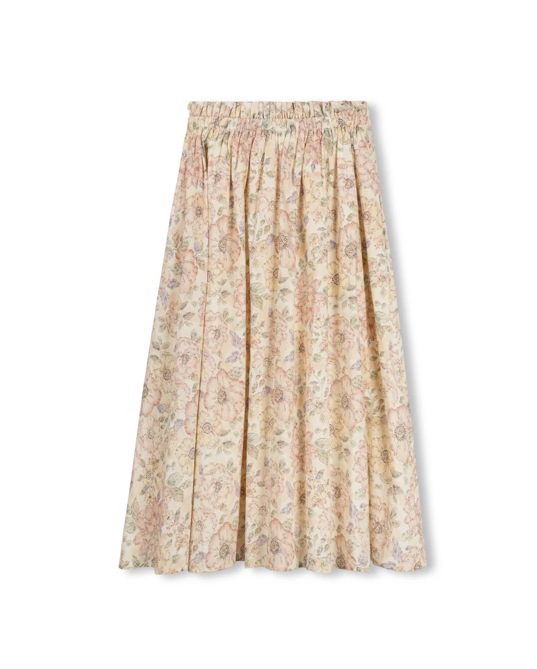 TUSTELLO PALE PINK FLORAL GATHERED WAIST SKIRT