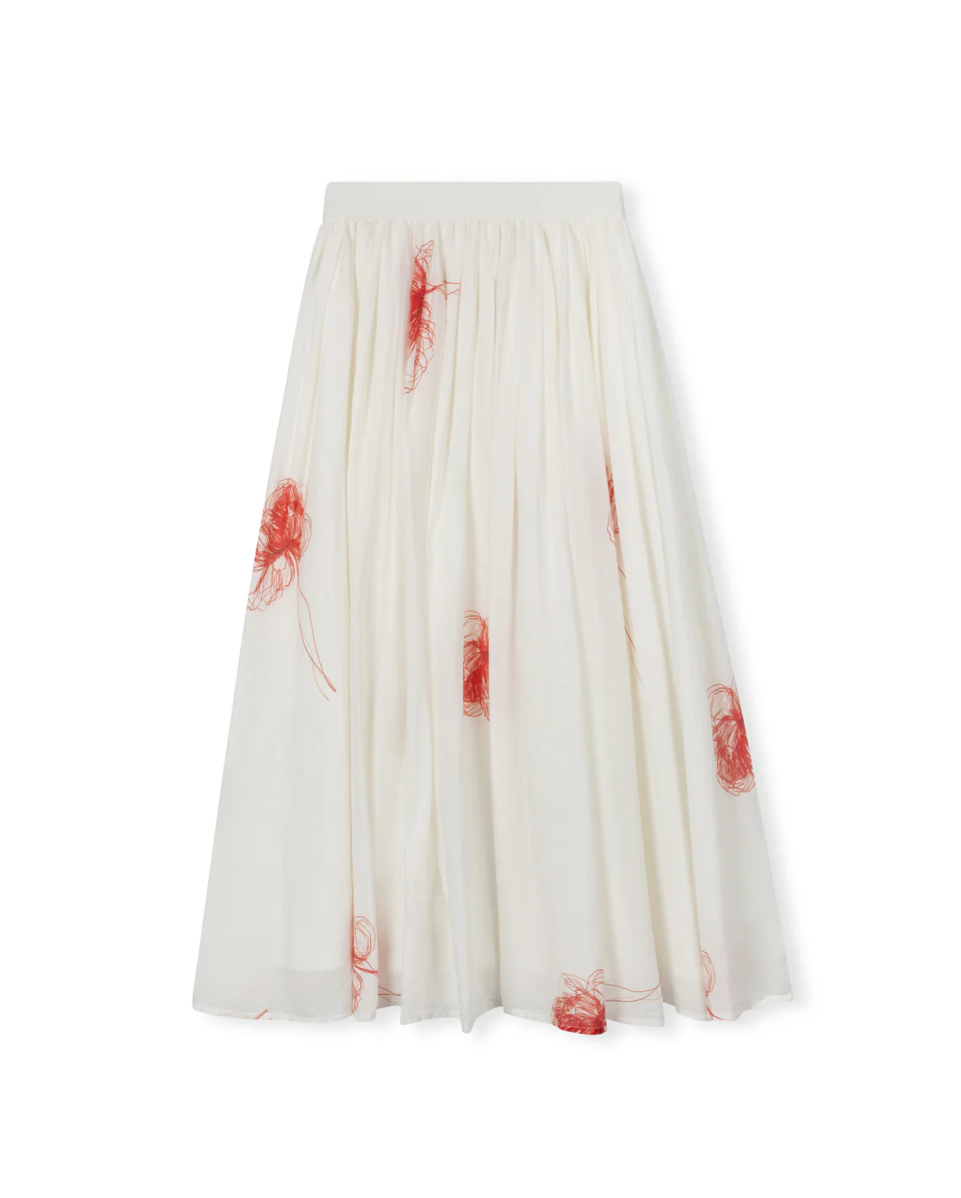 TUSTELLO IVORY ROSE SKETCH ACCORDIAN PLEAT SKIRT