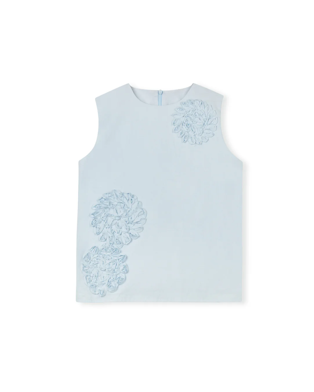 TUSTELLO LIGHT BLUE POPLIN FLOWER APPLIQUE VEST