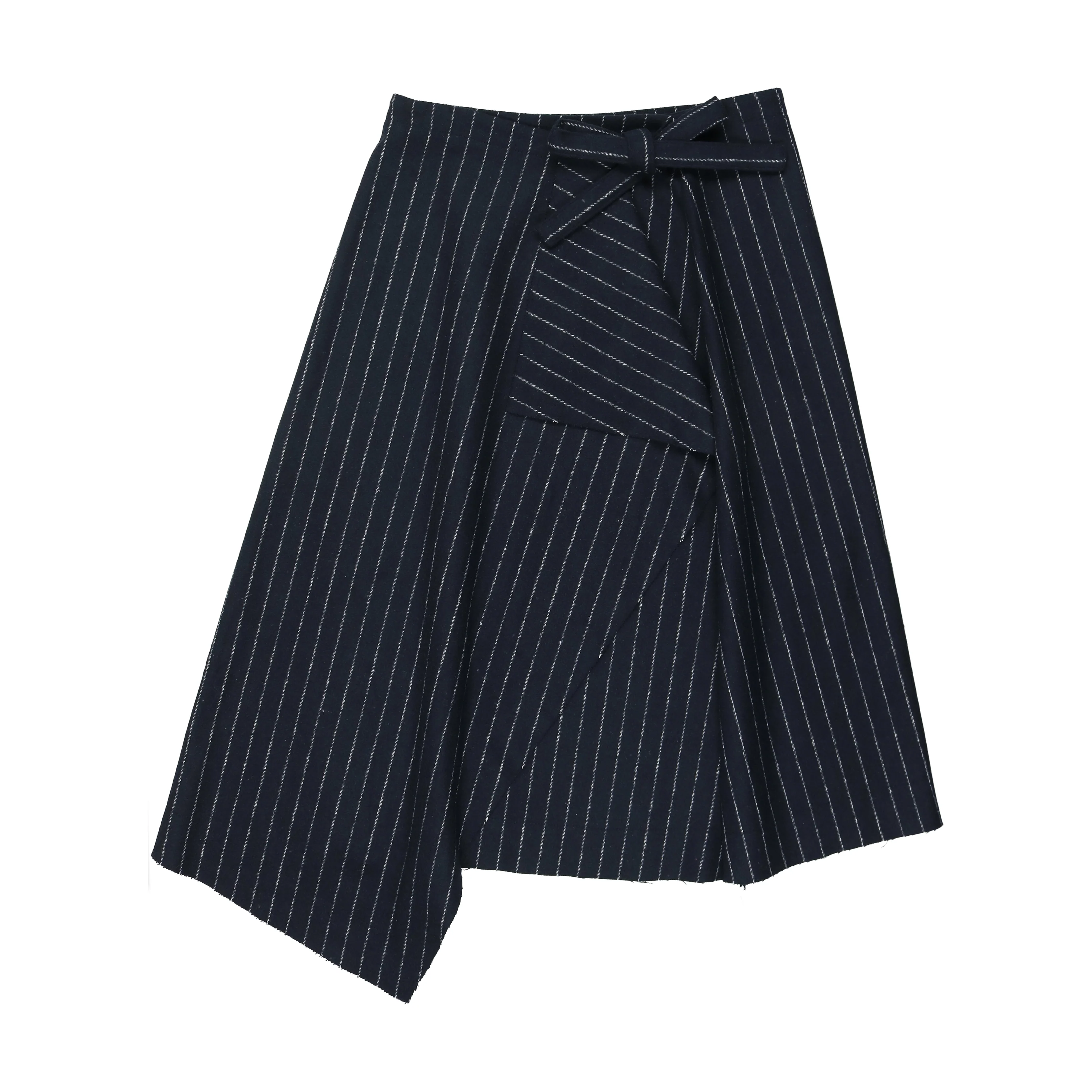 URBAN EDGE NAVY PINSTRIPED WRAP SKIRT [FINAL SALE]