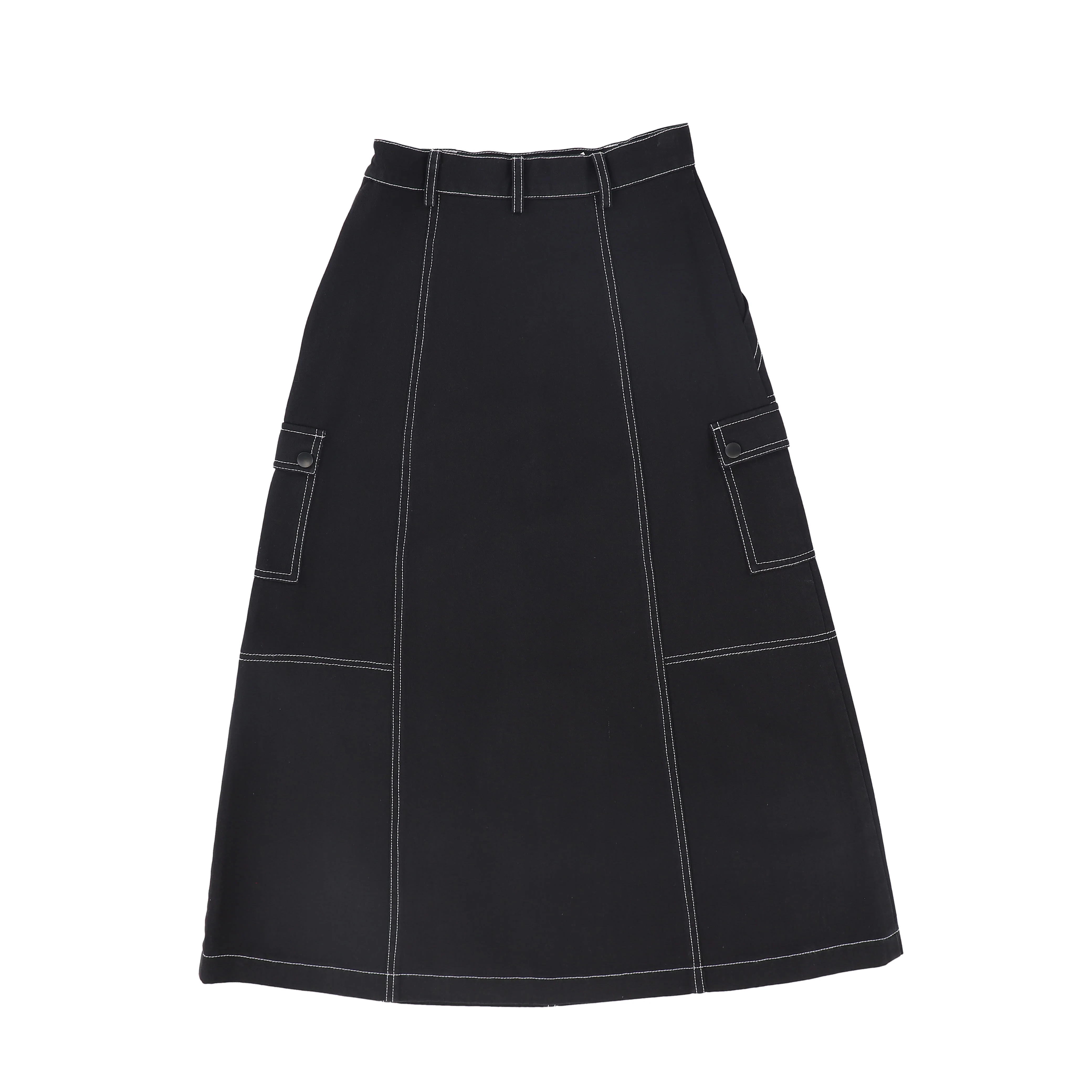VALENTINA BLACK CARGO STITCH DETAIL MAXI SKIRT - Image 2