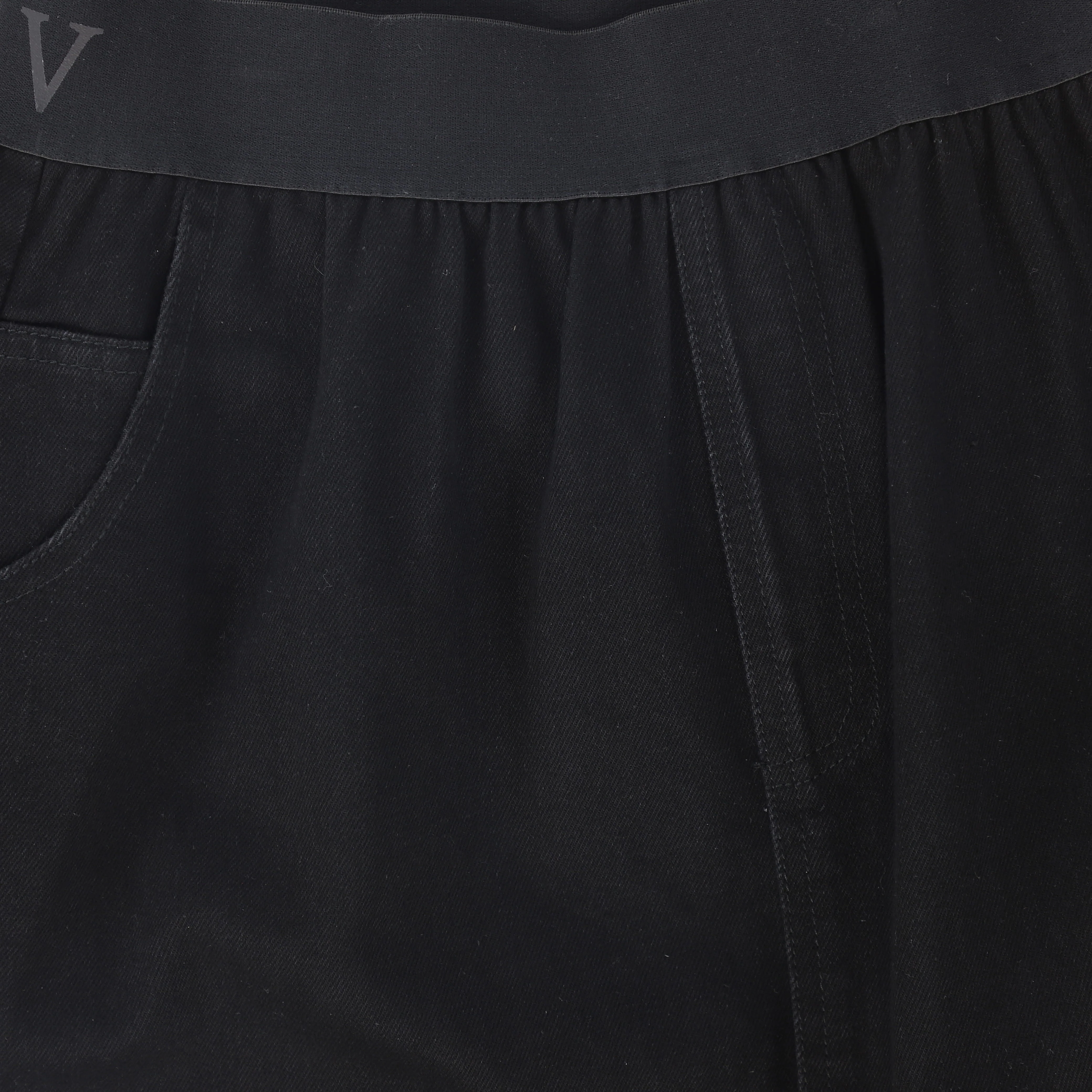 VALENTINA BLACK DENIM LOGO WAISTBAND MAXI SKIRT - Image 3