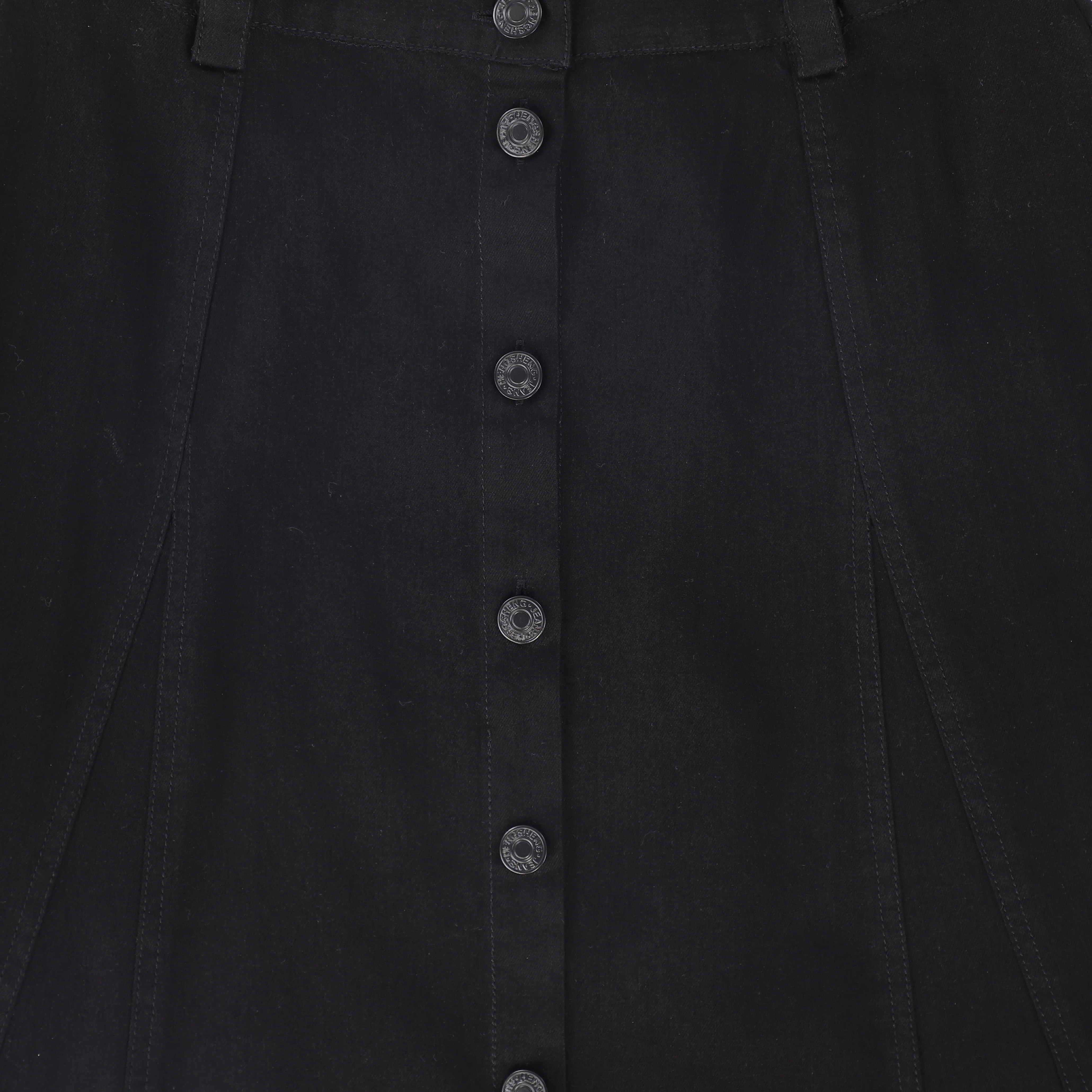 VALENTINA BLACK DENIM PANELED BUTTON SKIRT - Image 3
