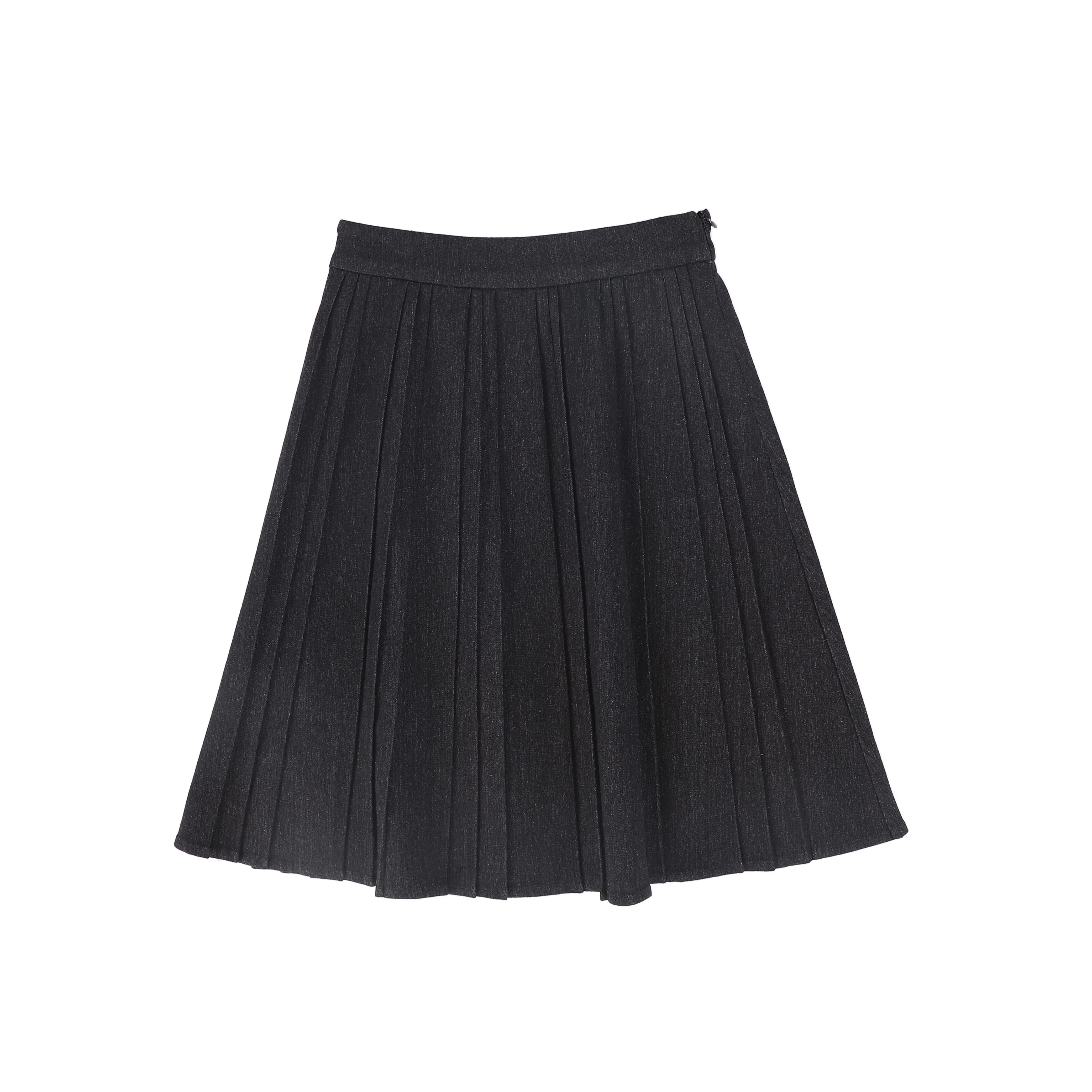VALENTINA BLACK DENIM PLEATED SKIRT [FINAL SALE]