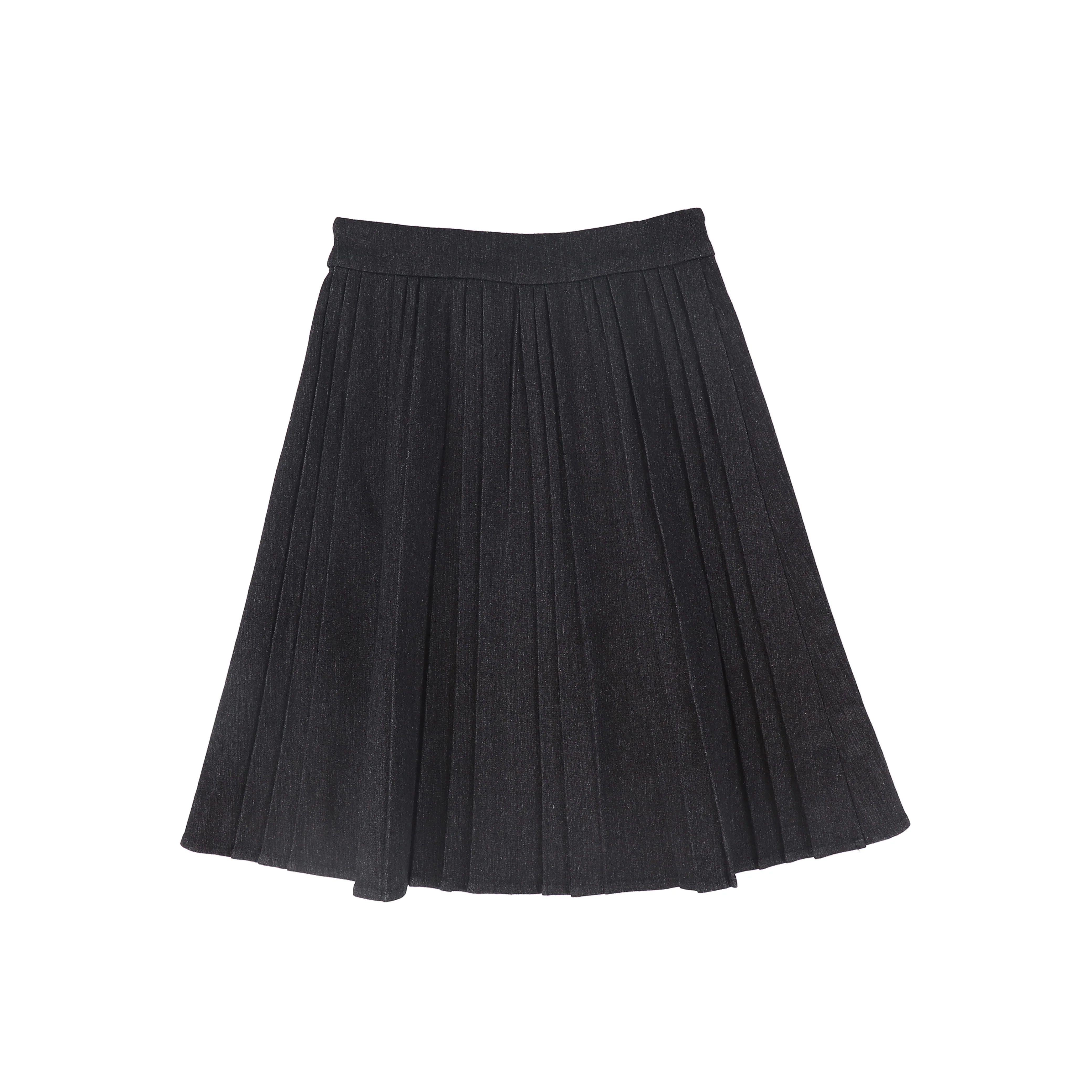 VALENTINA BLACK DENIM PLEATED SKIRT [FINAL SALE] - Image 2