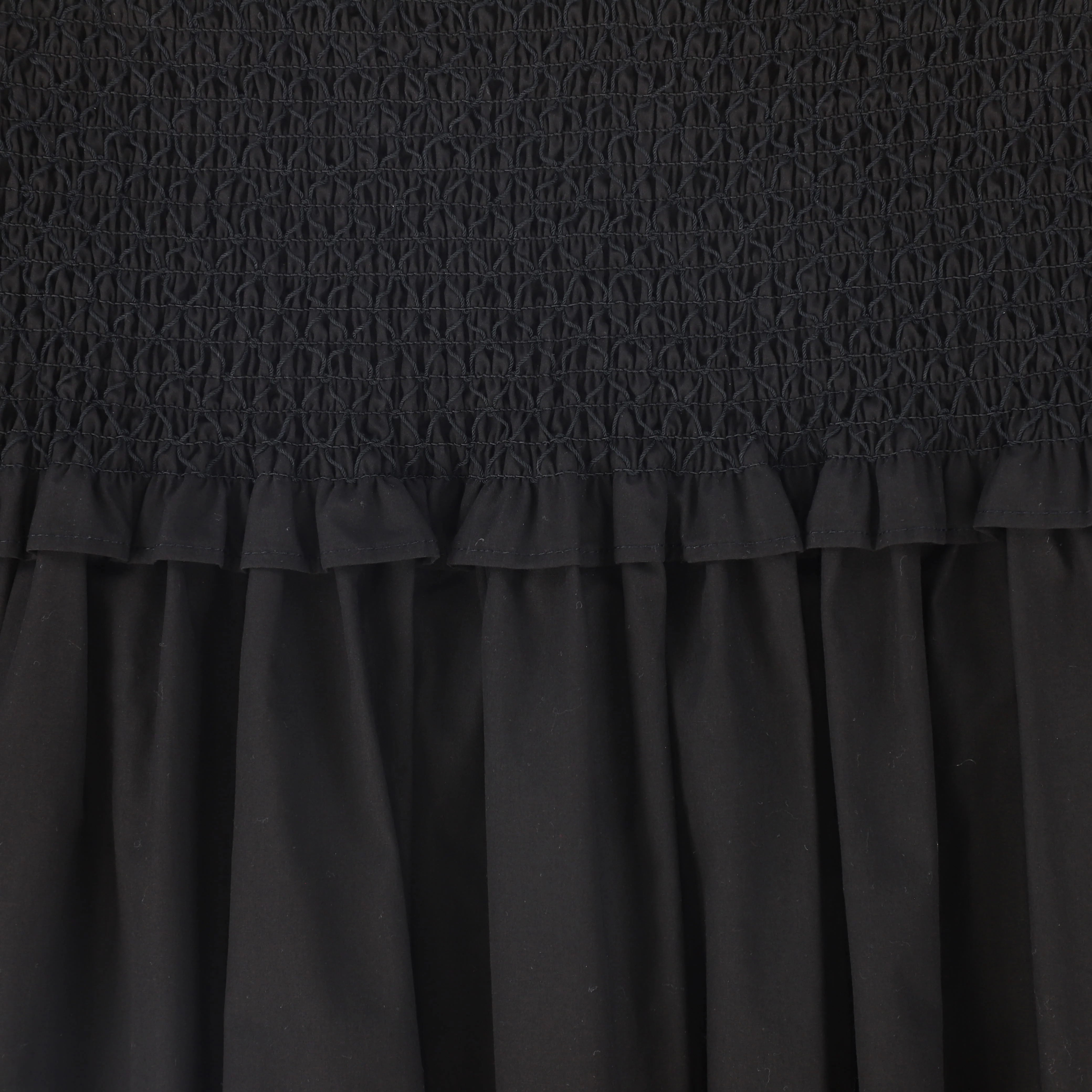 VALENTINA BLACK SMOCK WAIST COTTON SKIRT - Image 3