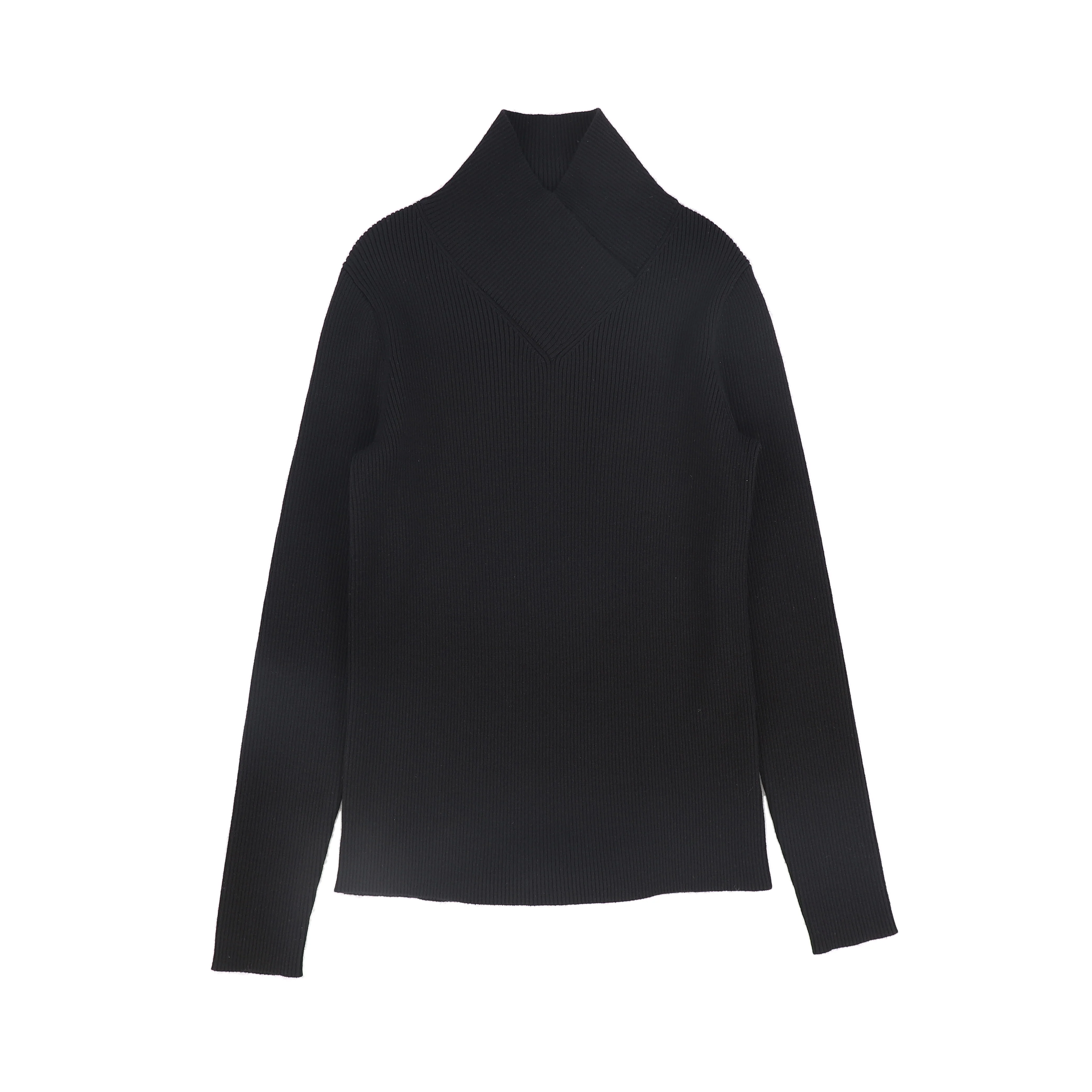 VALENTINA BLACK WRAP NECK TURTLENECK [FINAL SALE]