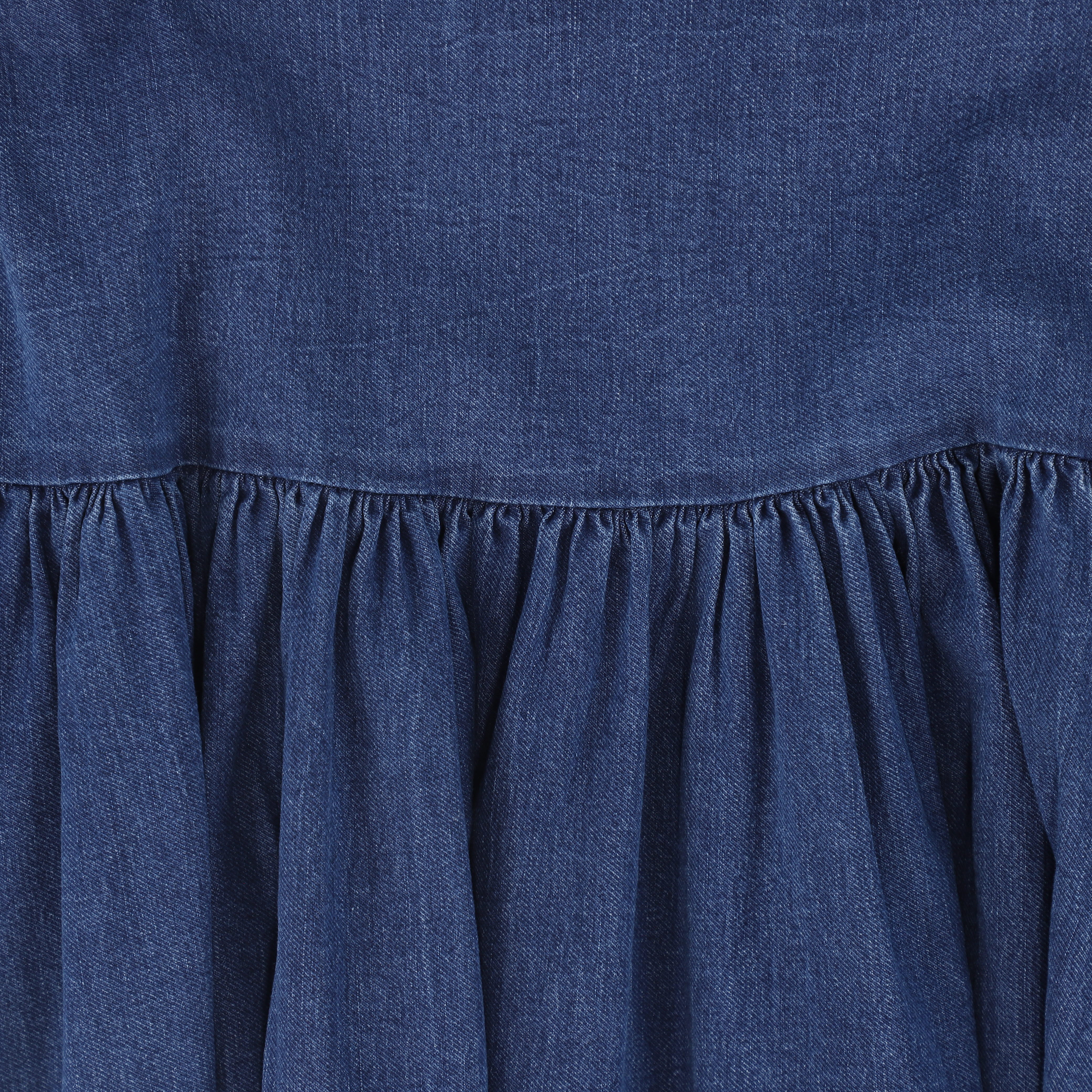 VALENTINA BLUE DENIM DROP WAIST PLEATED MAXI SKIRT - Image 3