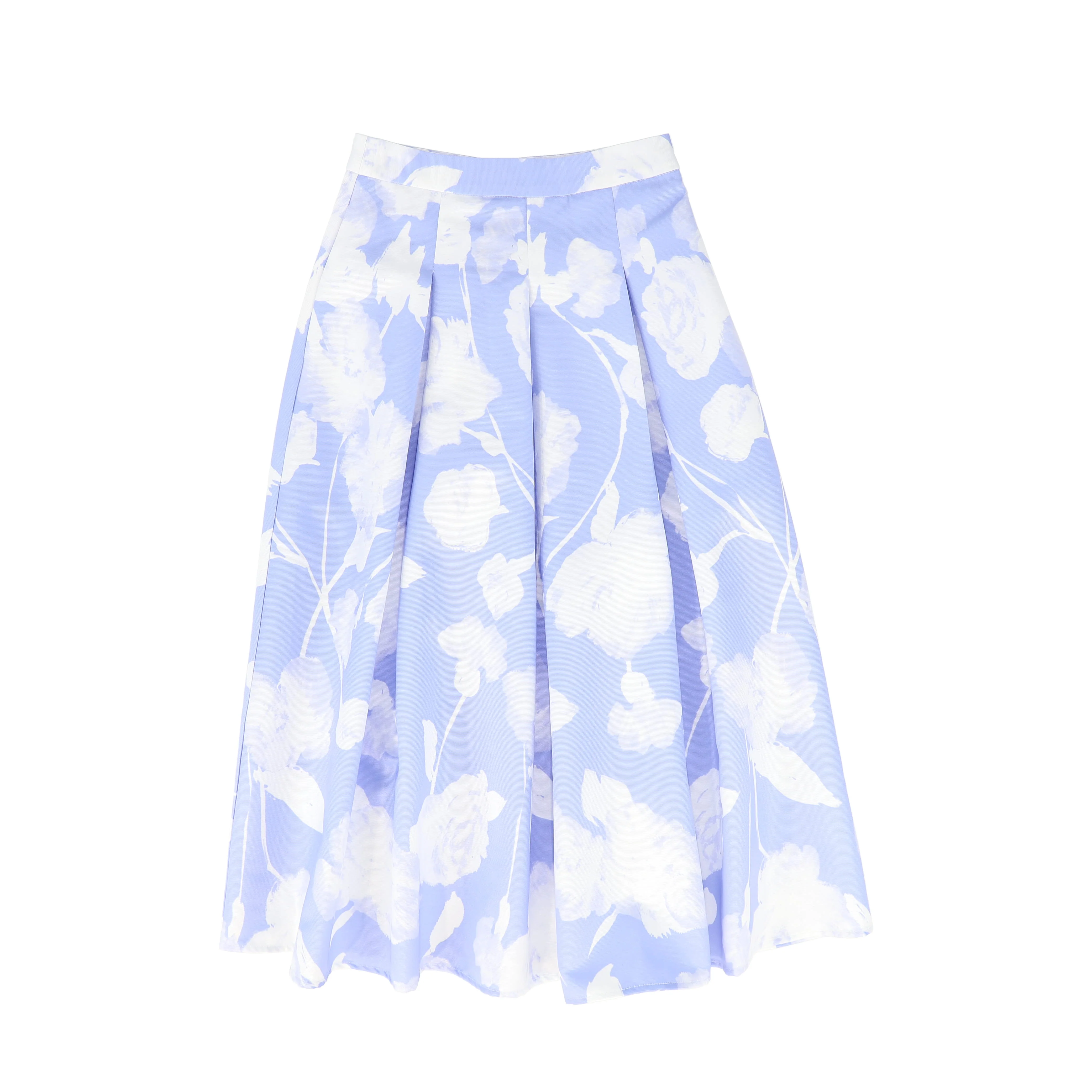 VALENTINA BLUE FLORAL PLEAT MAXI SKIRT