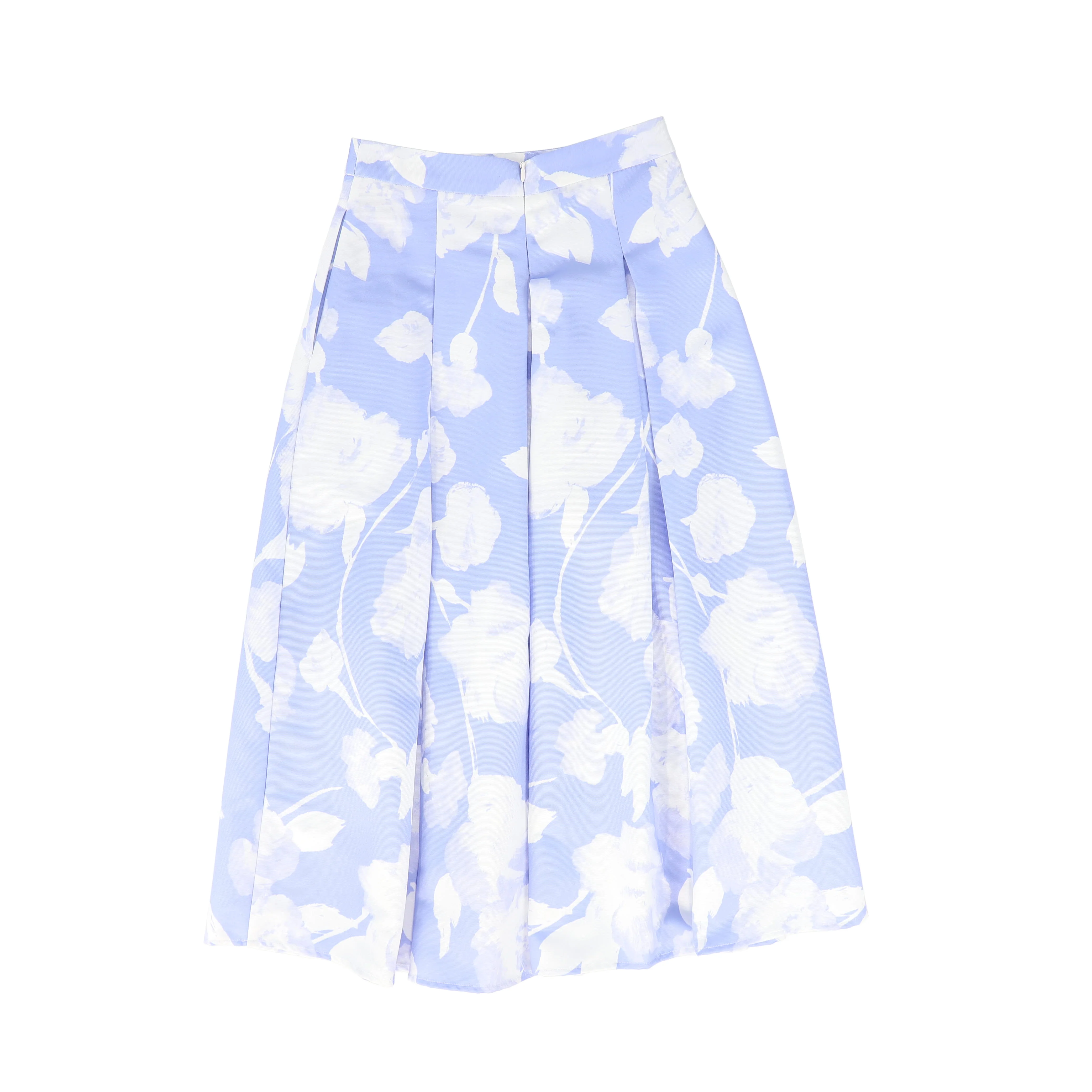 VALENTINA BLUE FLORAL PLEAT MAXI SKIRT - Image 2