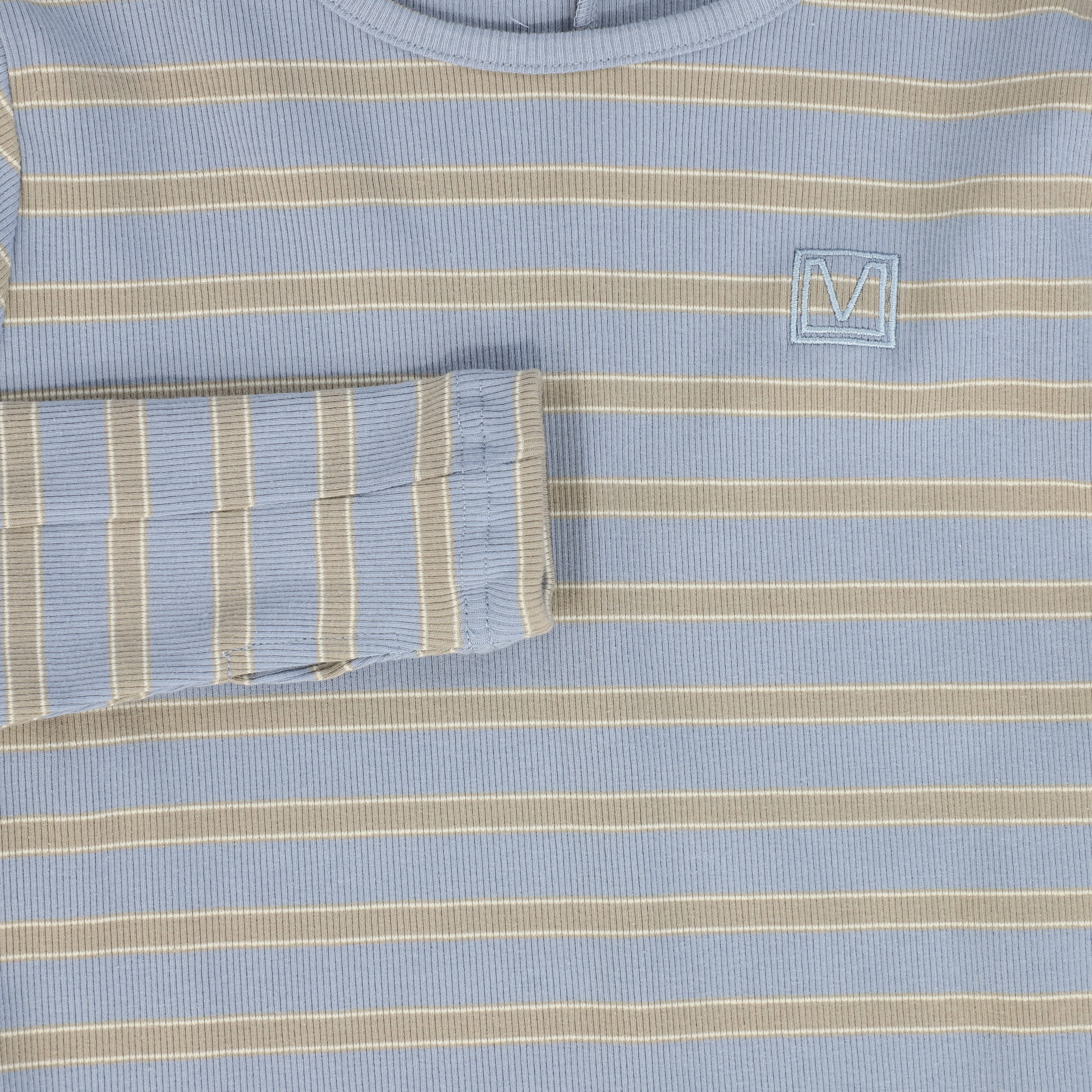 VALENTINA BLUE RIBBED STRIPED TEE - Image 3
