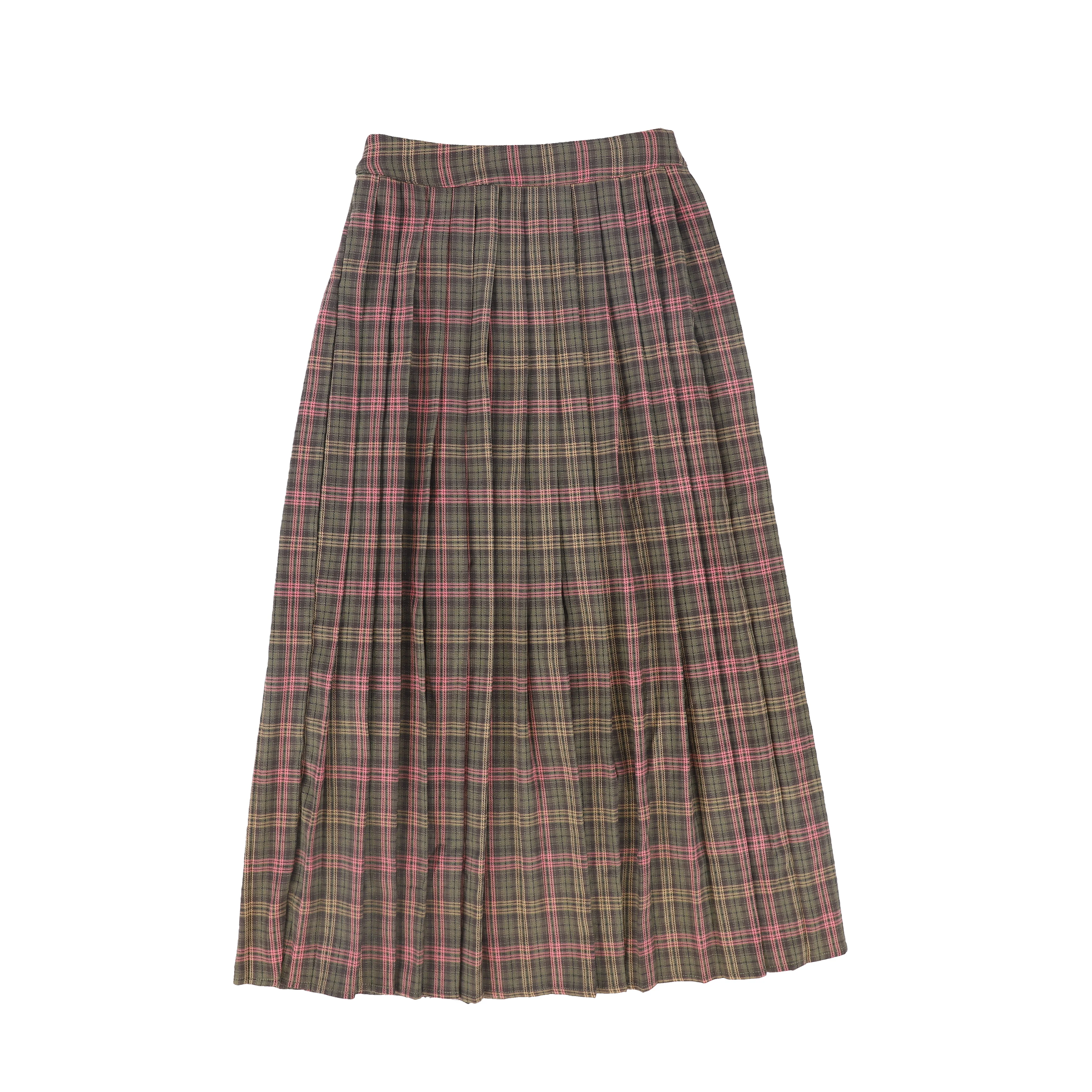 VALENTINA BROWN PLAID PLEAT MAXI SKIRT [FINAL SALE]