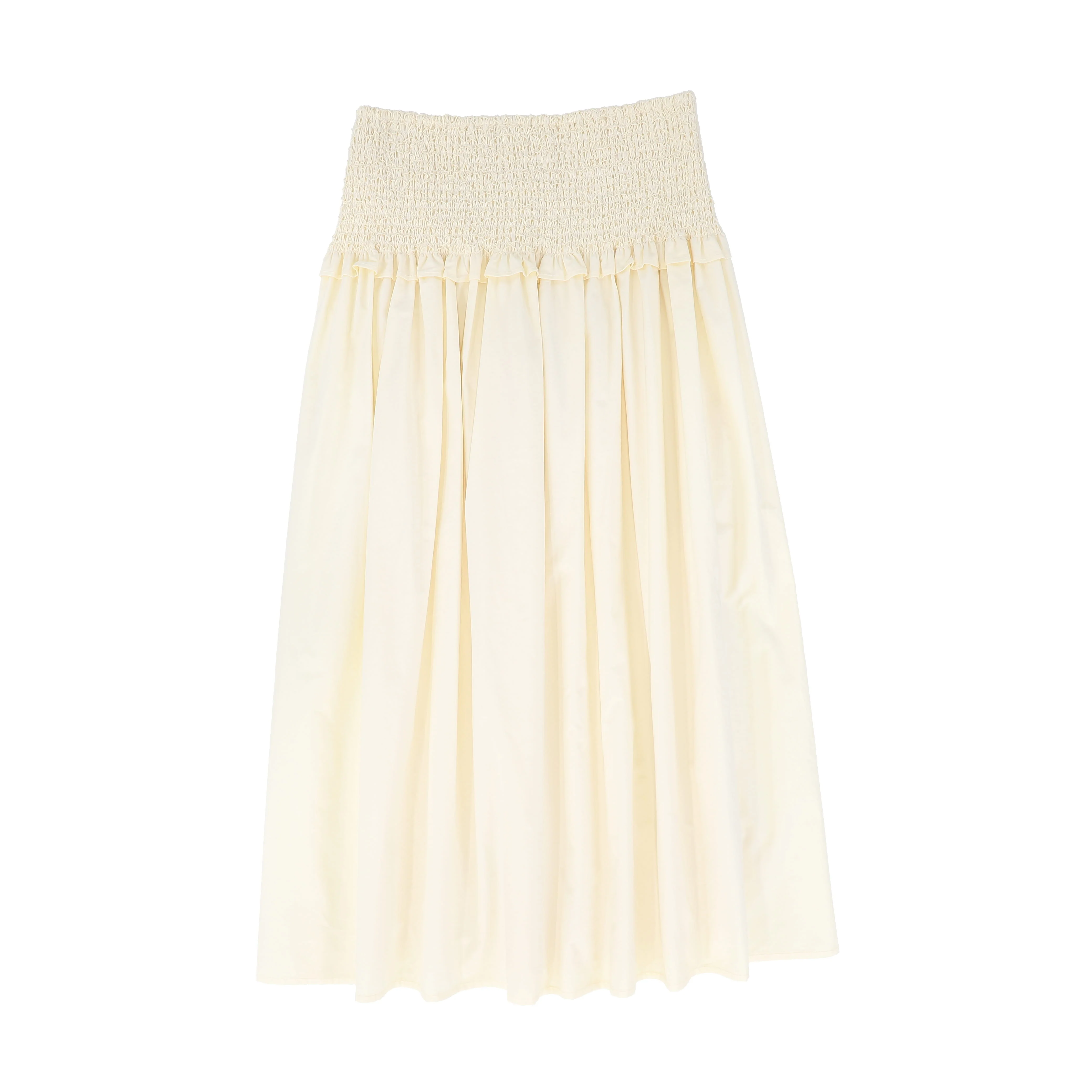 VALENTINA CREAM SMOCK WAIST COTTON SKIRT - Image 2