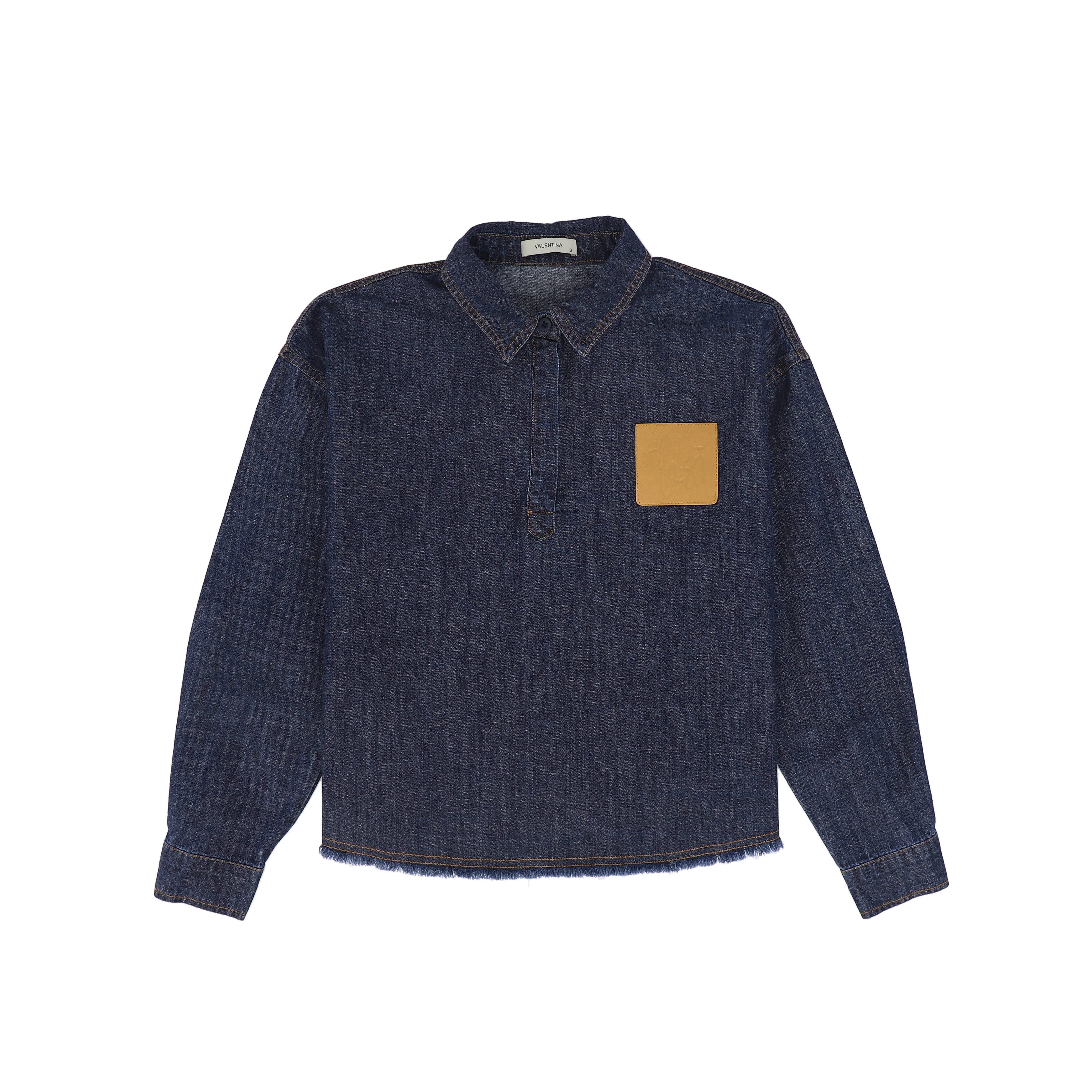 VALENTINA DENIM LEATHER POCKET SHIRT