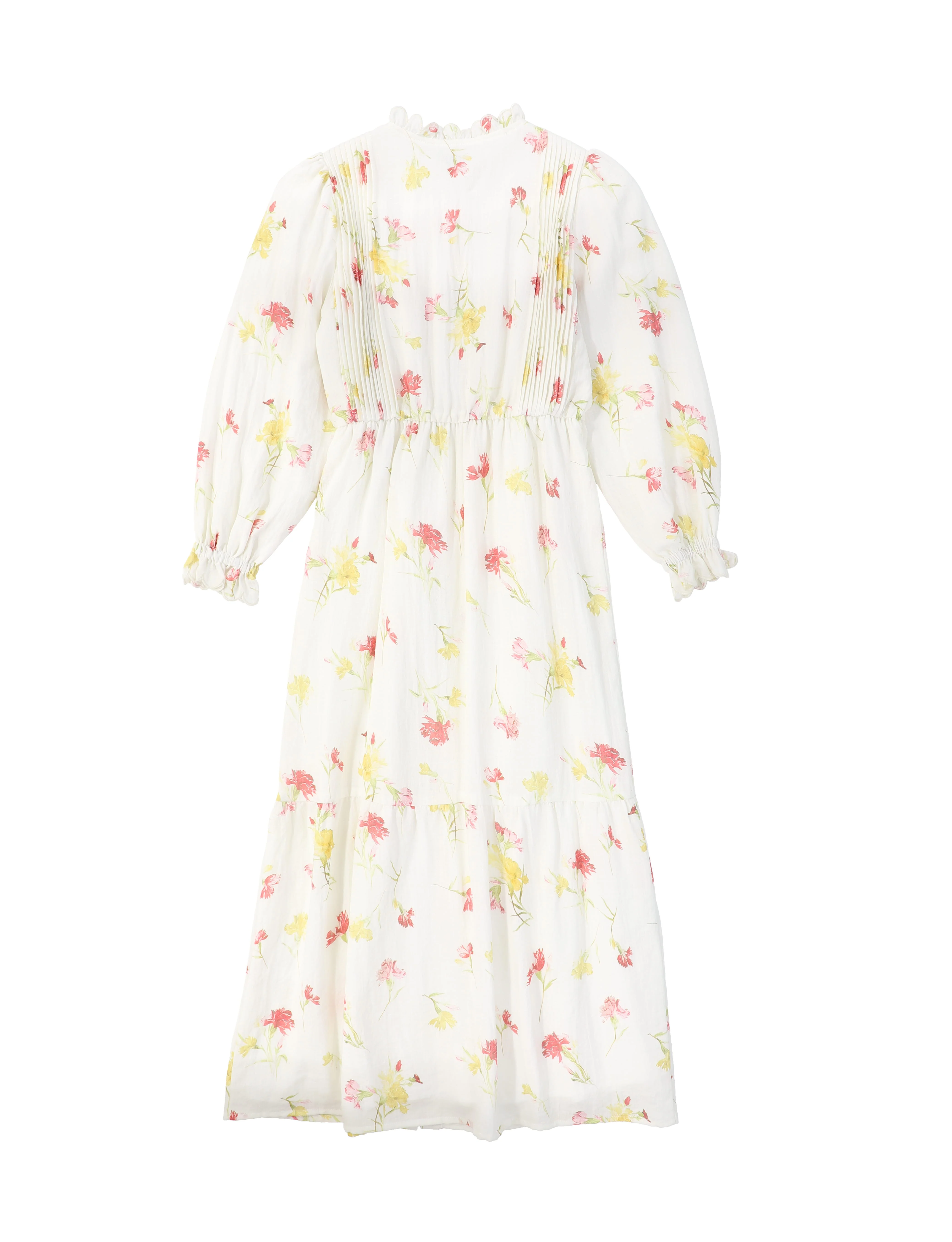 VALENTINA IVORY PETITE FLORAL PUFF SLEEVE DRESS - Image 2