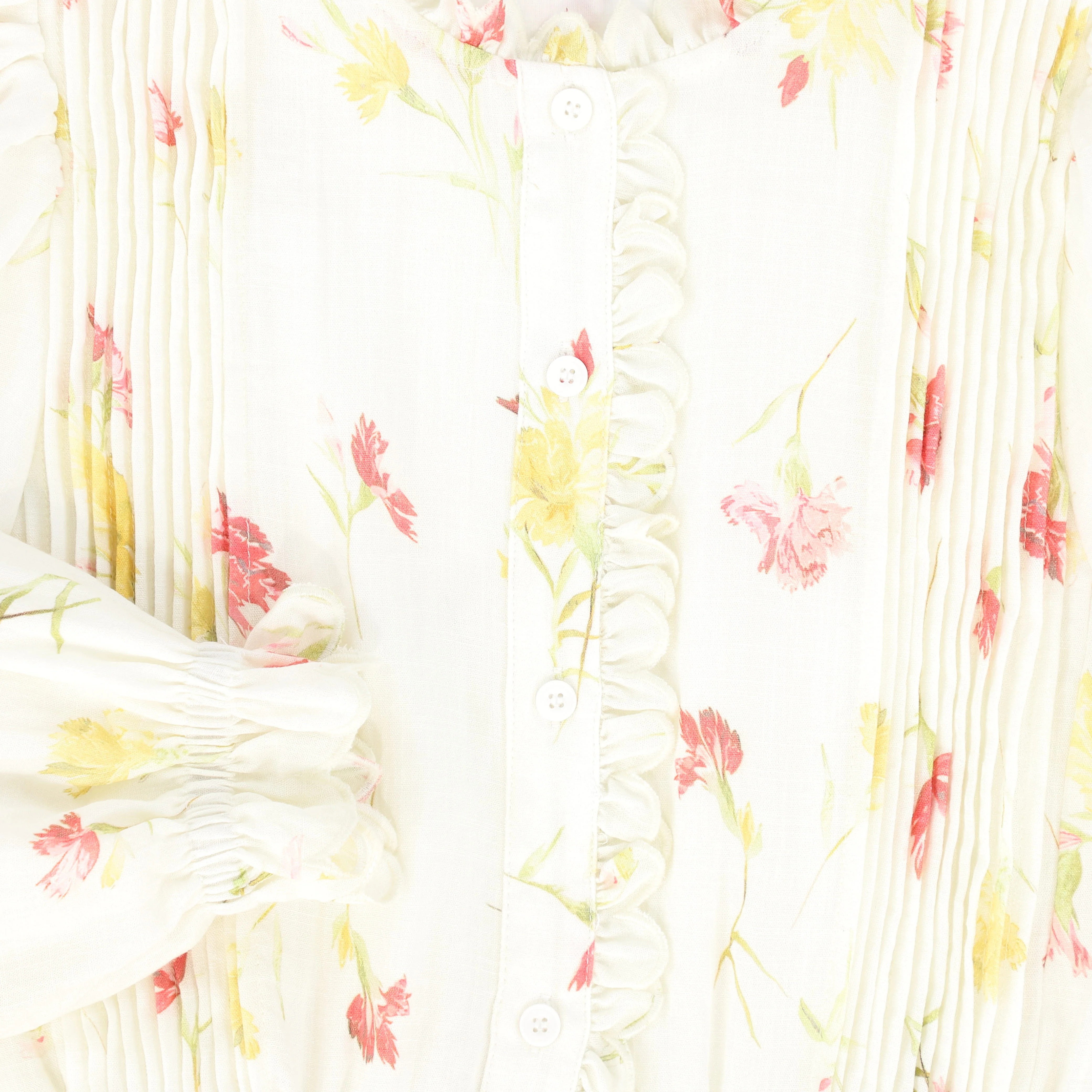 VALENTINA IVORY PETITE FLORAL PUFF SLEEVE DRESS - Image 3