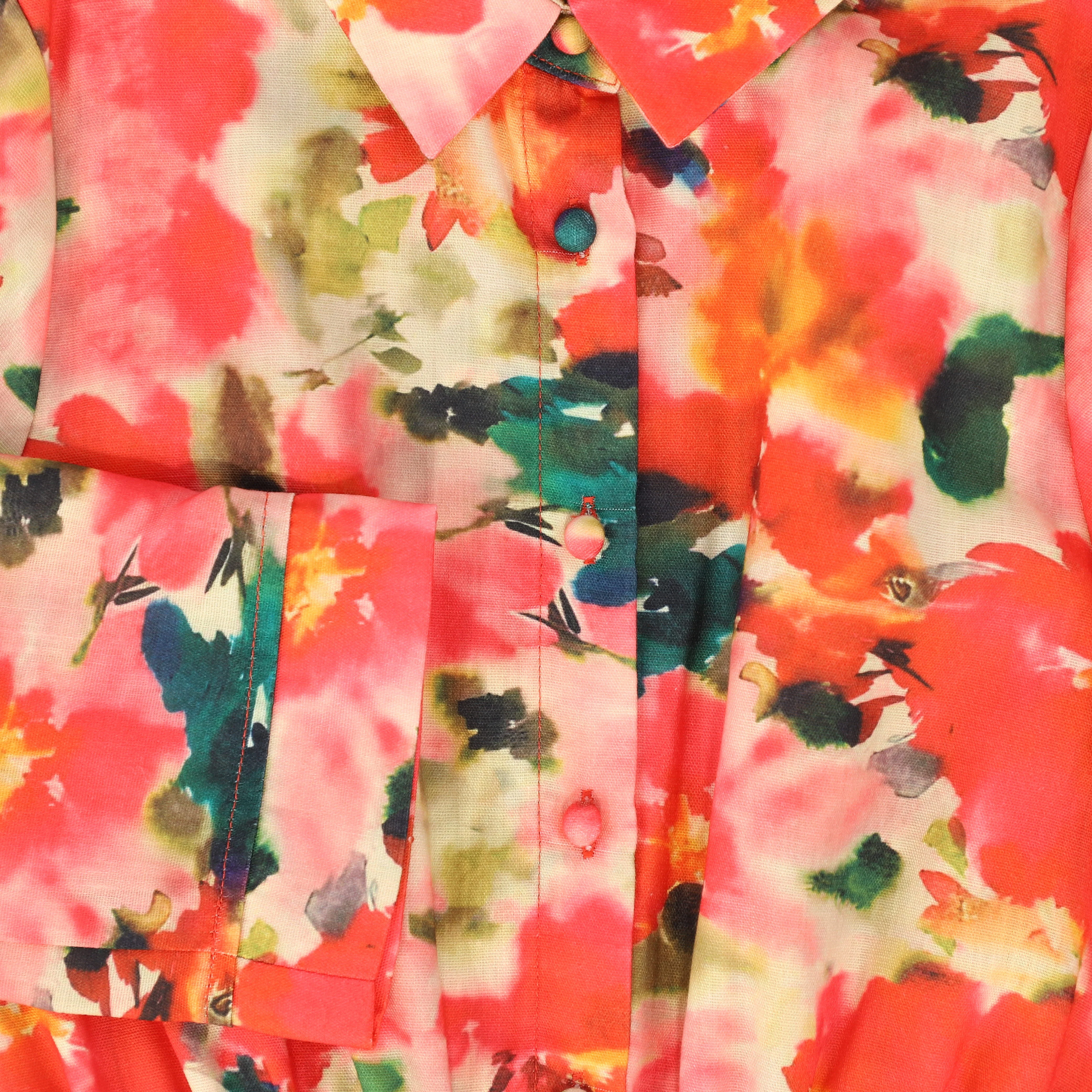 VALENTINA RED/PINK FLORAL WAISTED DRESS [FINAL SALE] - Image 3