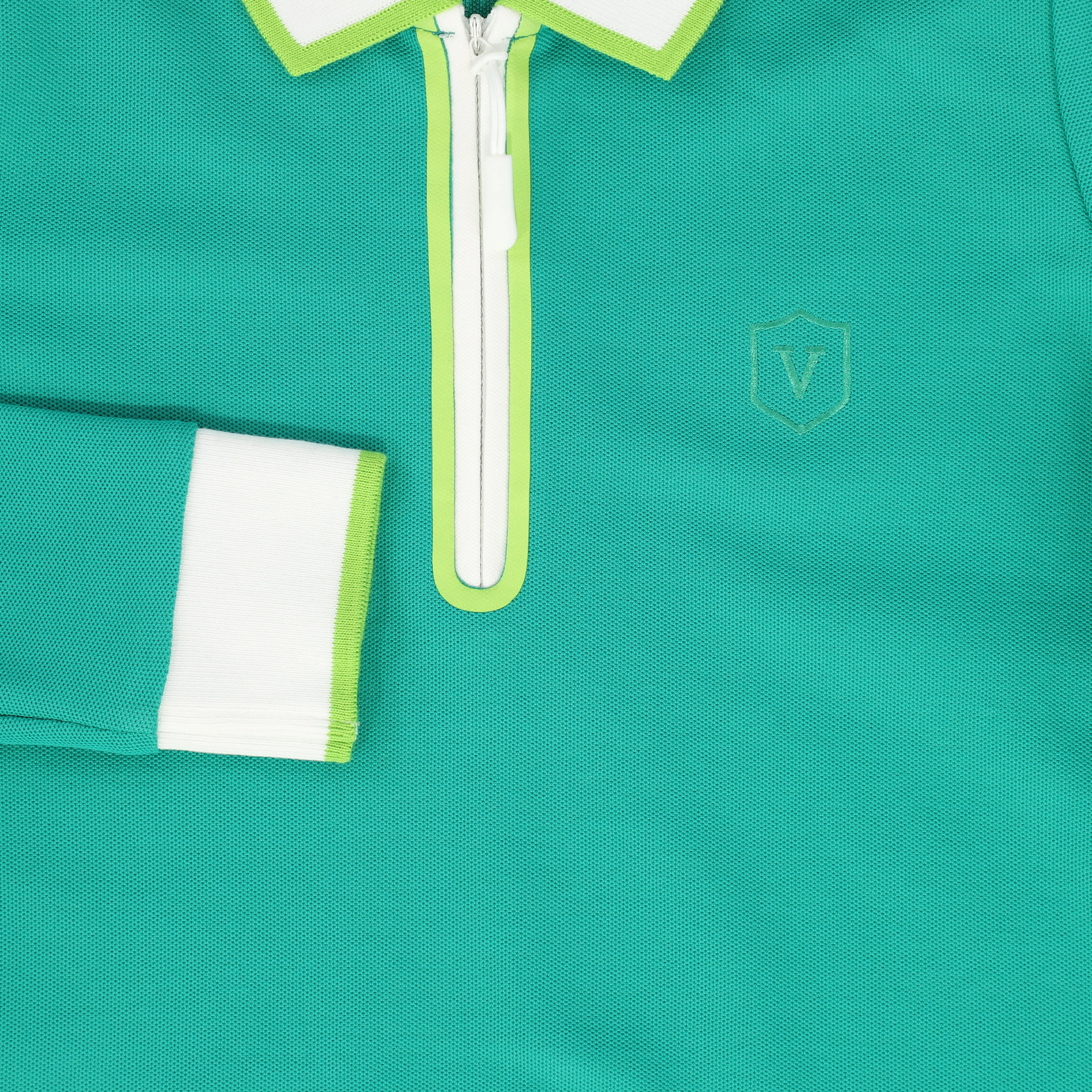 VALENTINA GREEN ZIPPER PIQUE POLO - Image 3