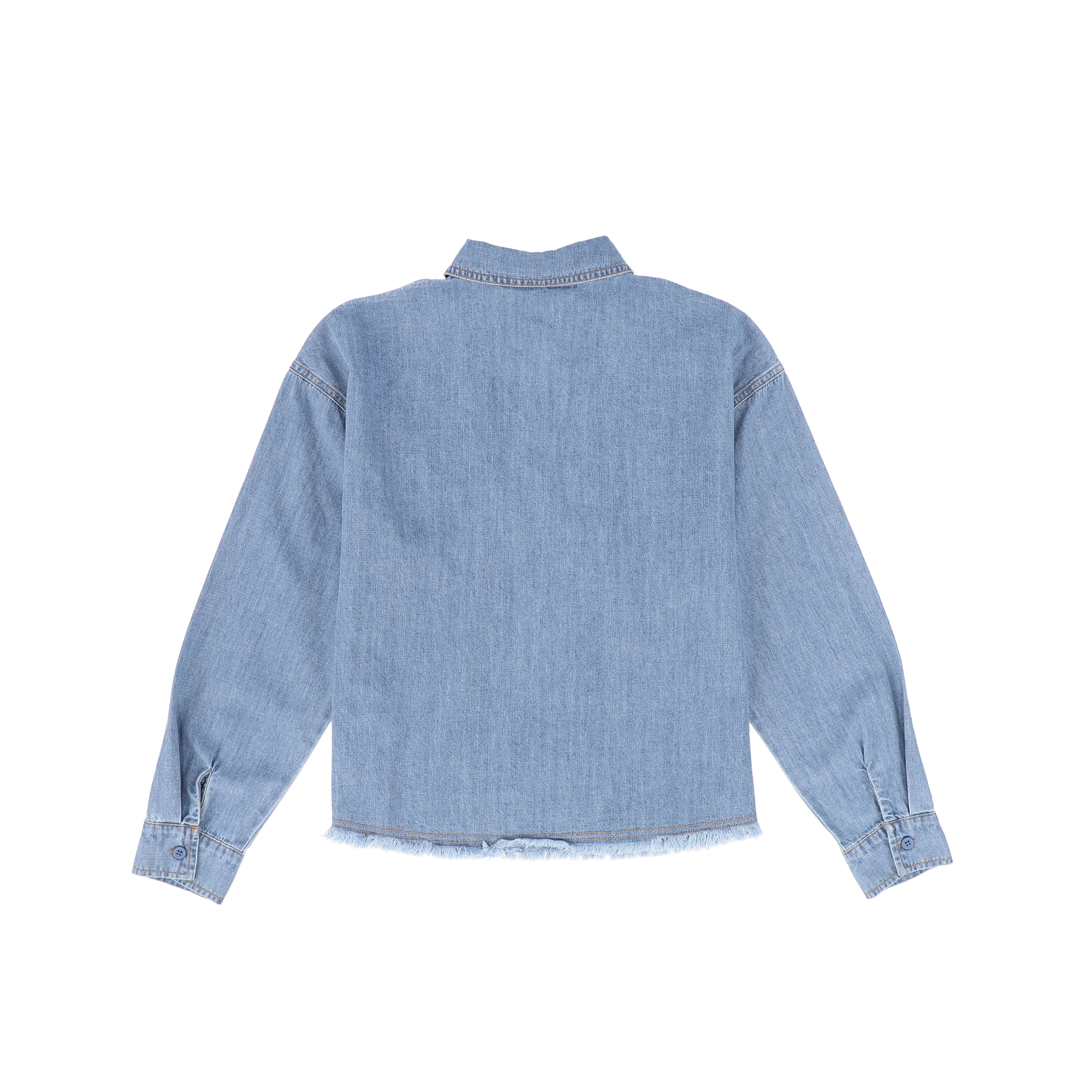 VALENTINA LIGHT BLUE DENIM LEATHER POCKET SHIRT - Image 2