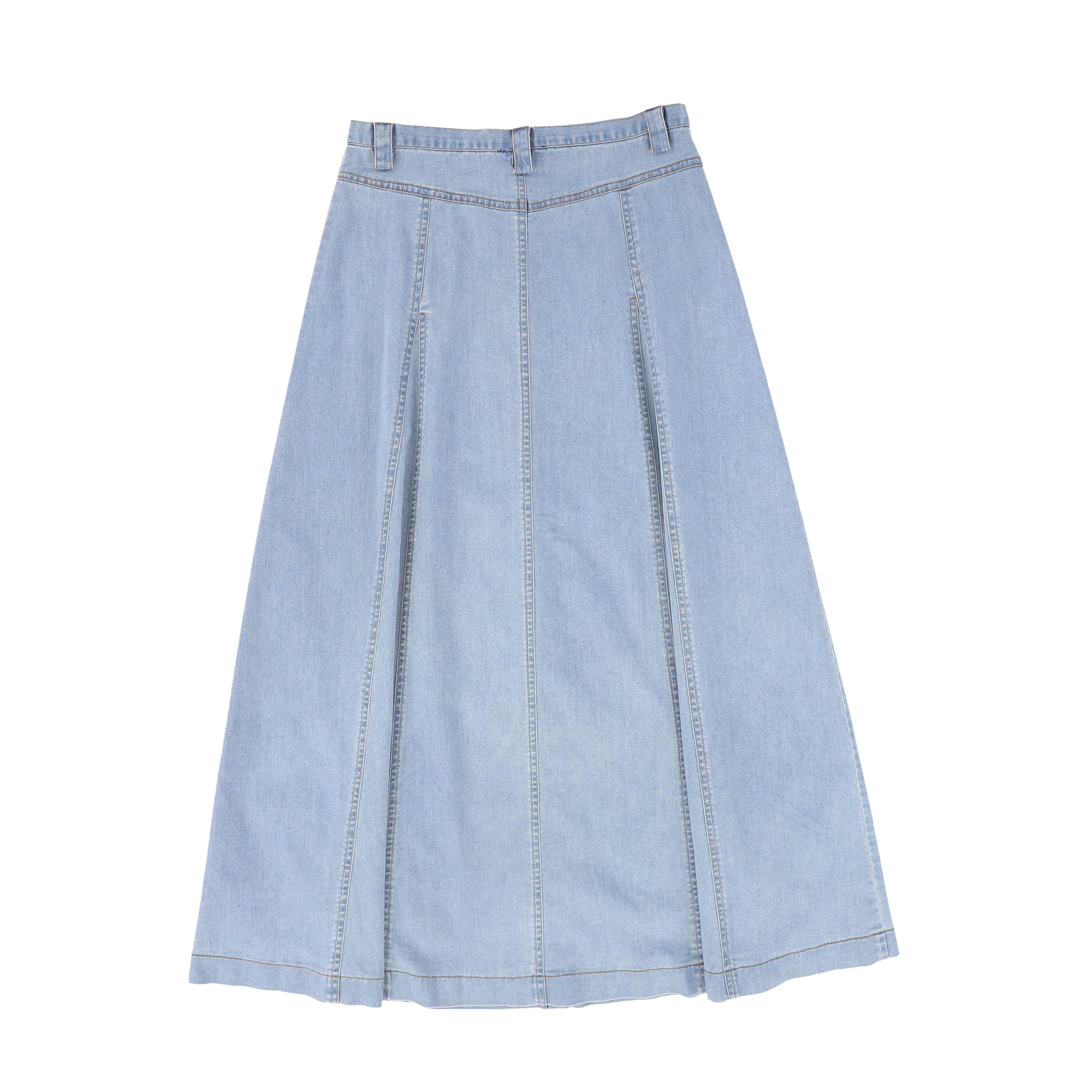 VALENTINA LIGHT BLUE DENIM PANELED BUTTON SKIRT - Image 2