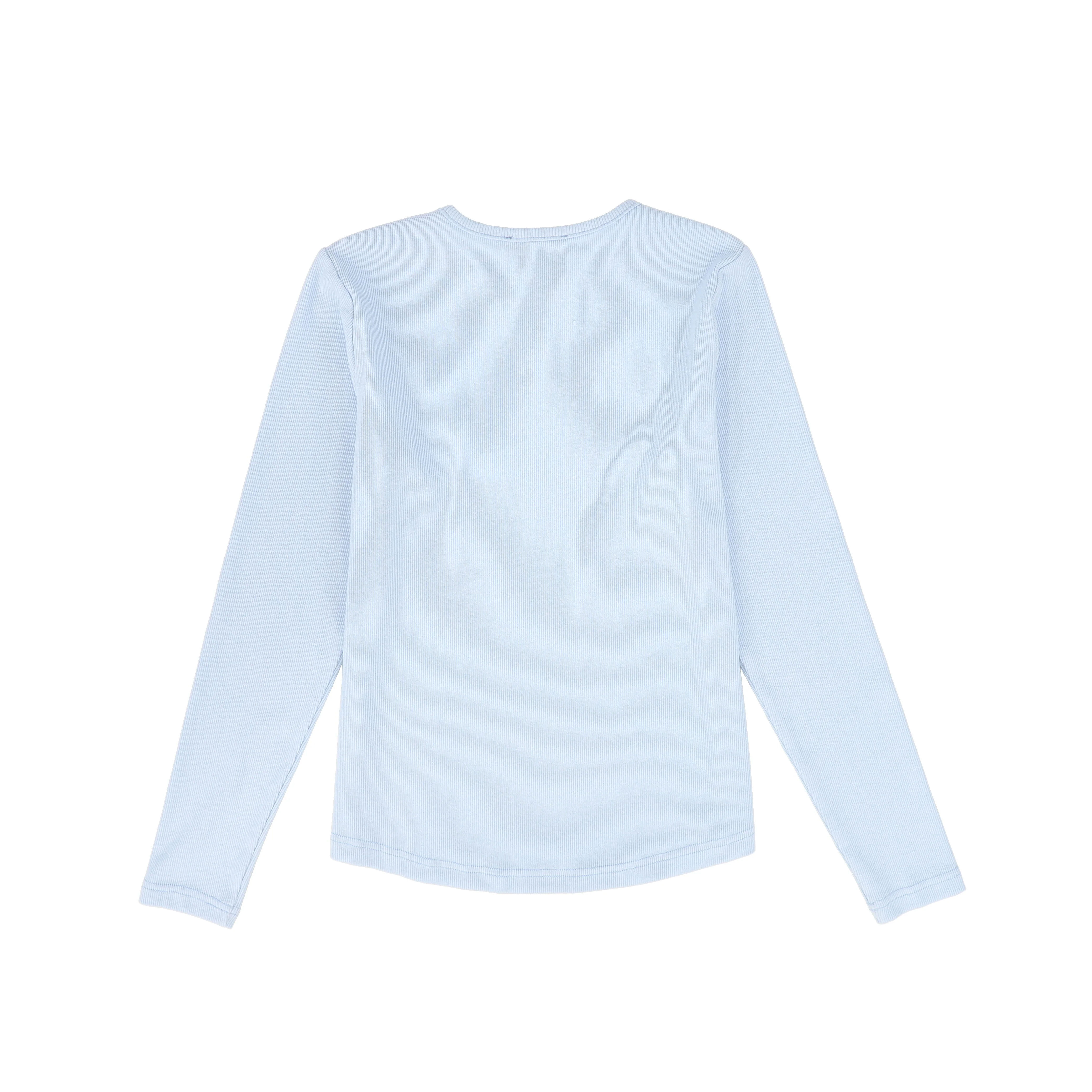 VALENTINA LIGHT BLUE RIBBED LOGO PATCH T-SHIRT - Image 2