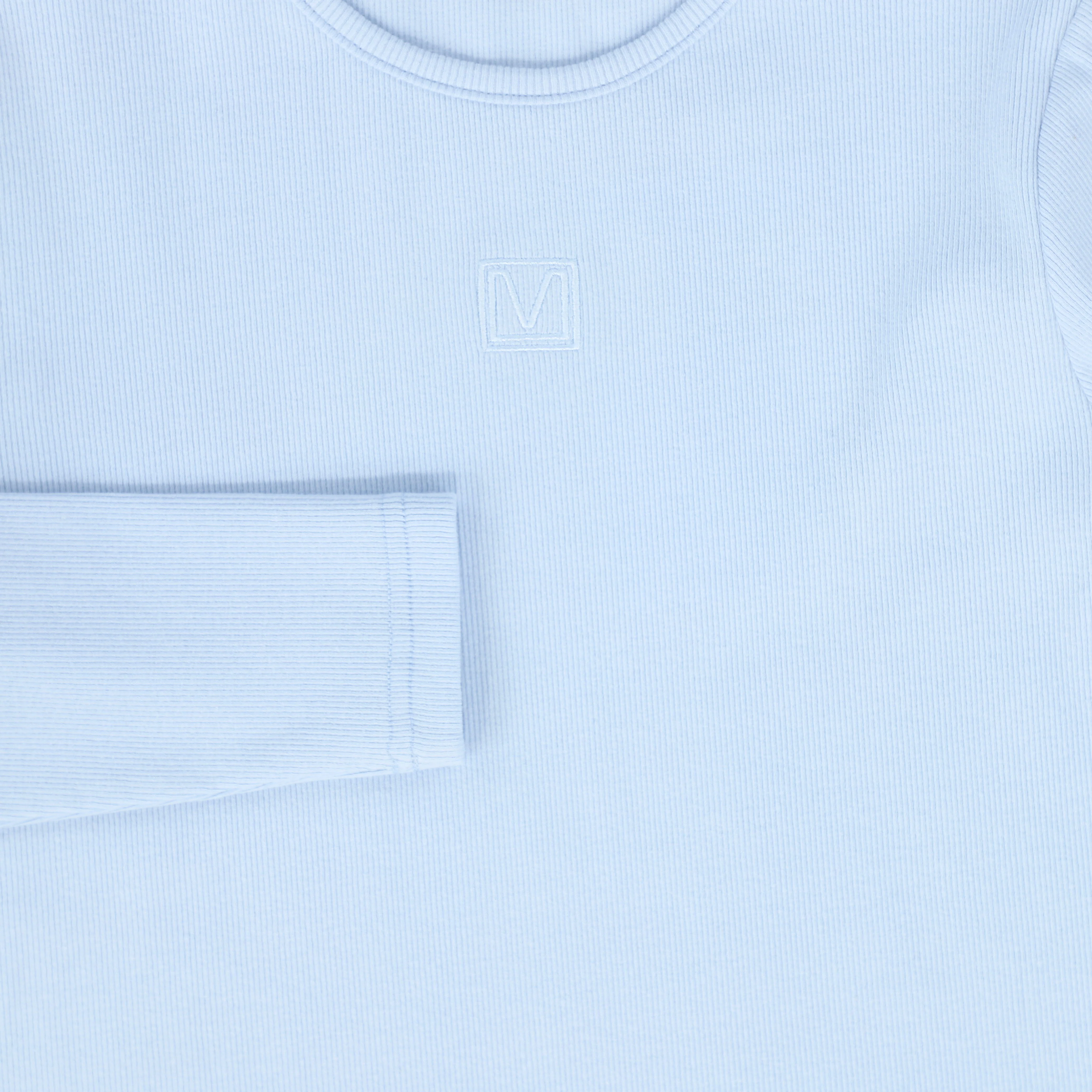 VALENTINA LIGHT BLUE RIBBED LOGO PATCH T-SHIRT - Image 3