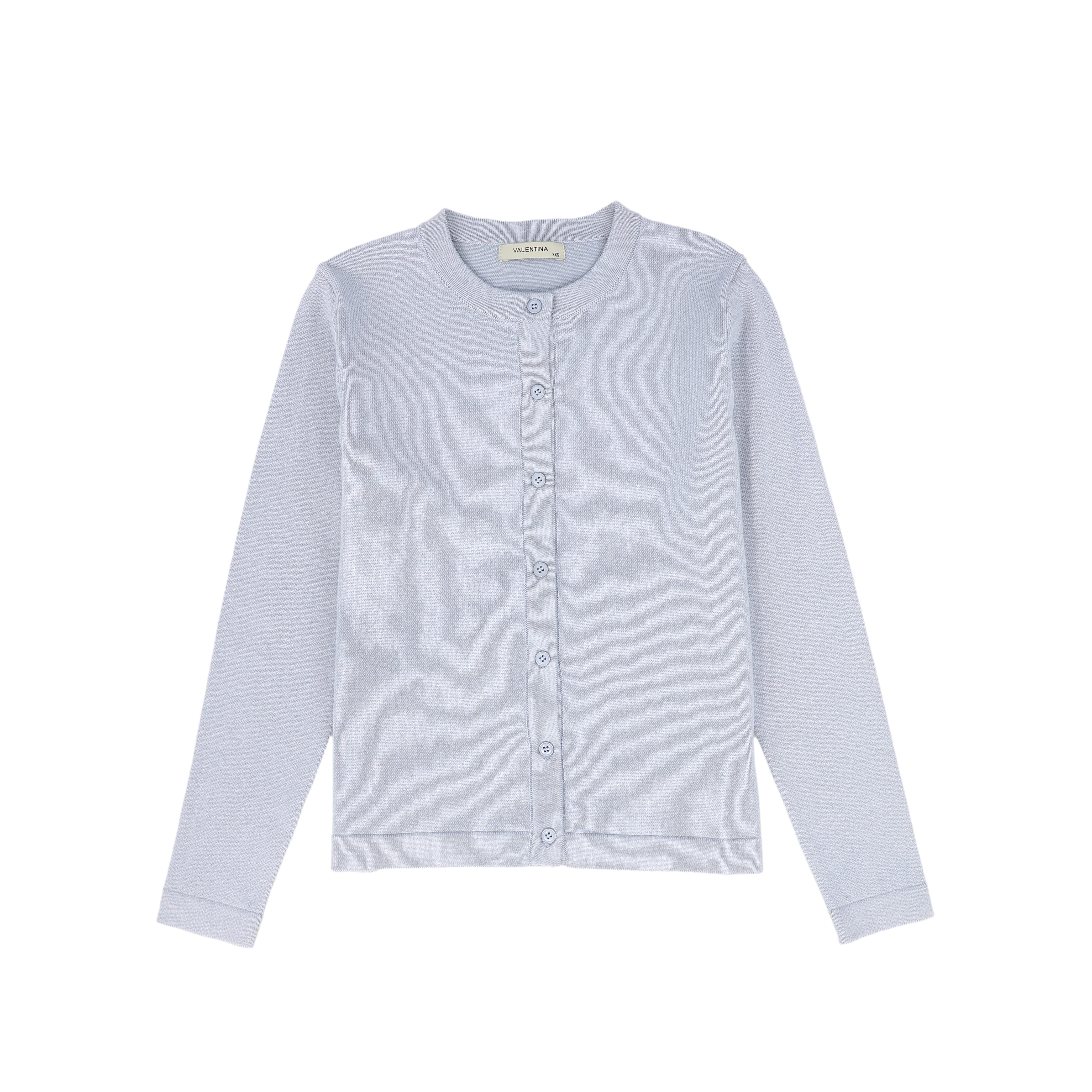 VALENTINA DUSTY BLUE SILK KNIT BUTTON CARDIGAN