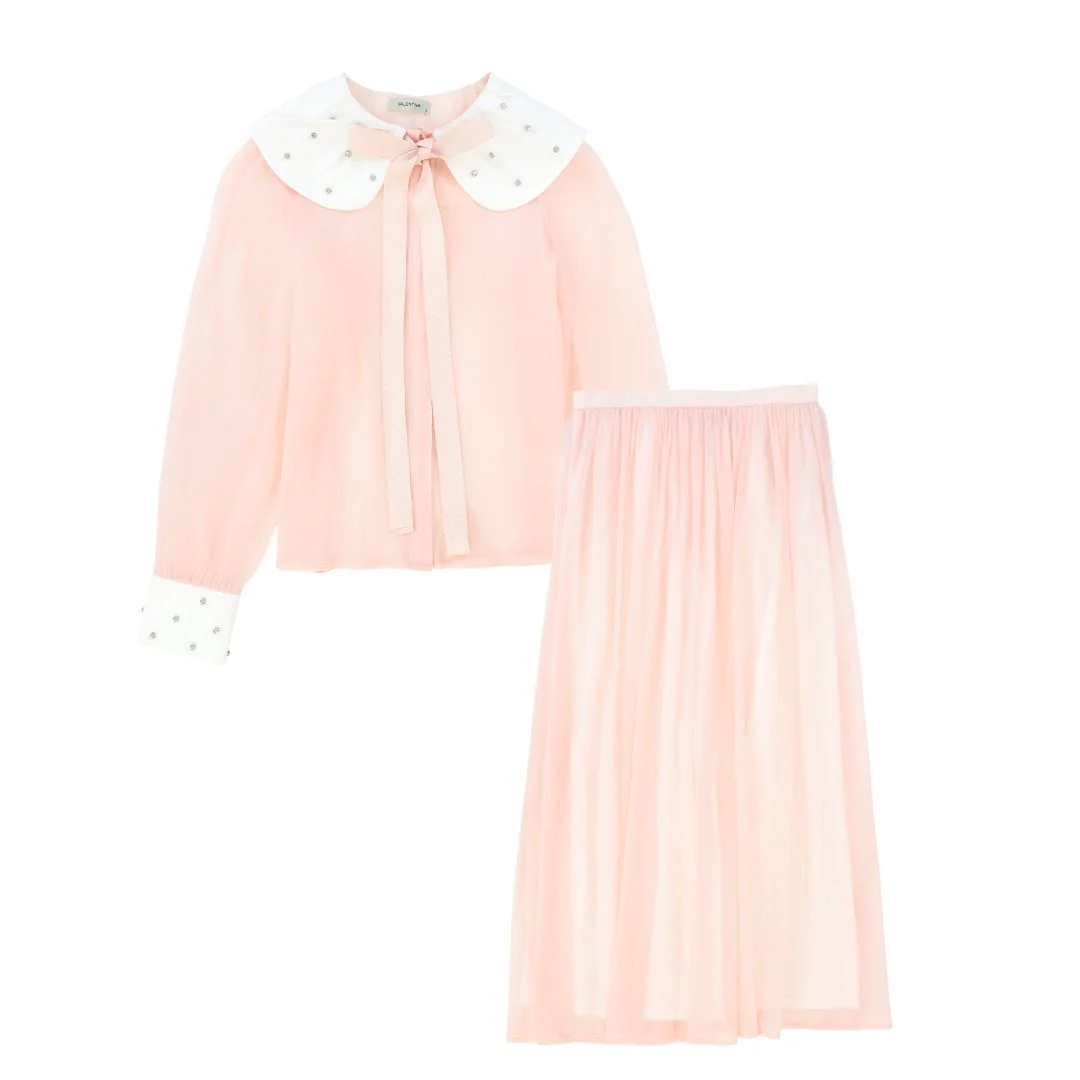 VALENTINA PINK GAUZE BLOUSE SET
