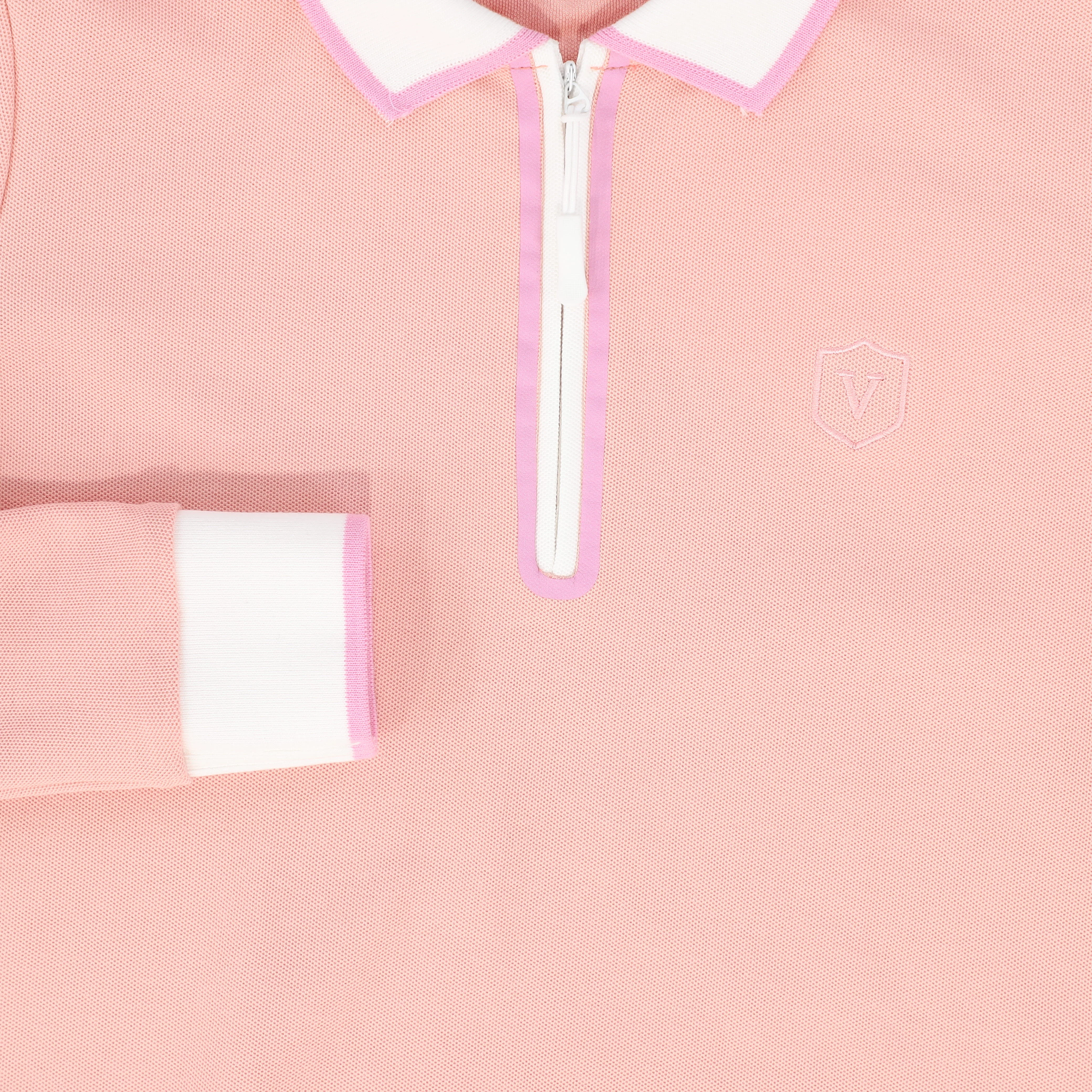 VALENTINA PINK ZIPPER PIQUE POLO - Image 3