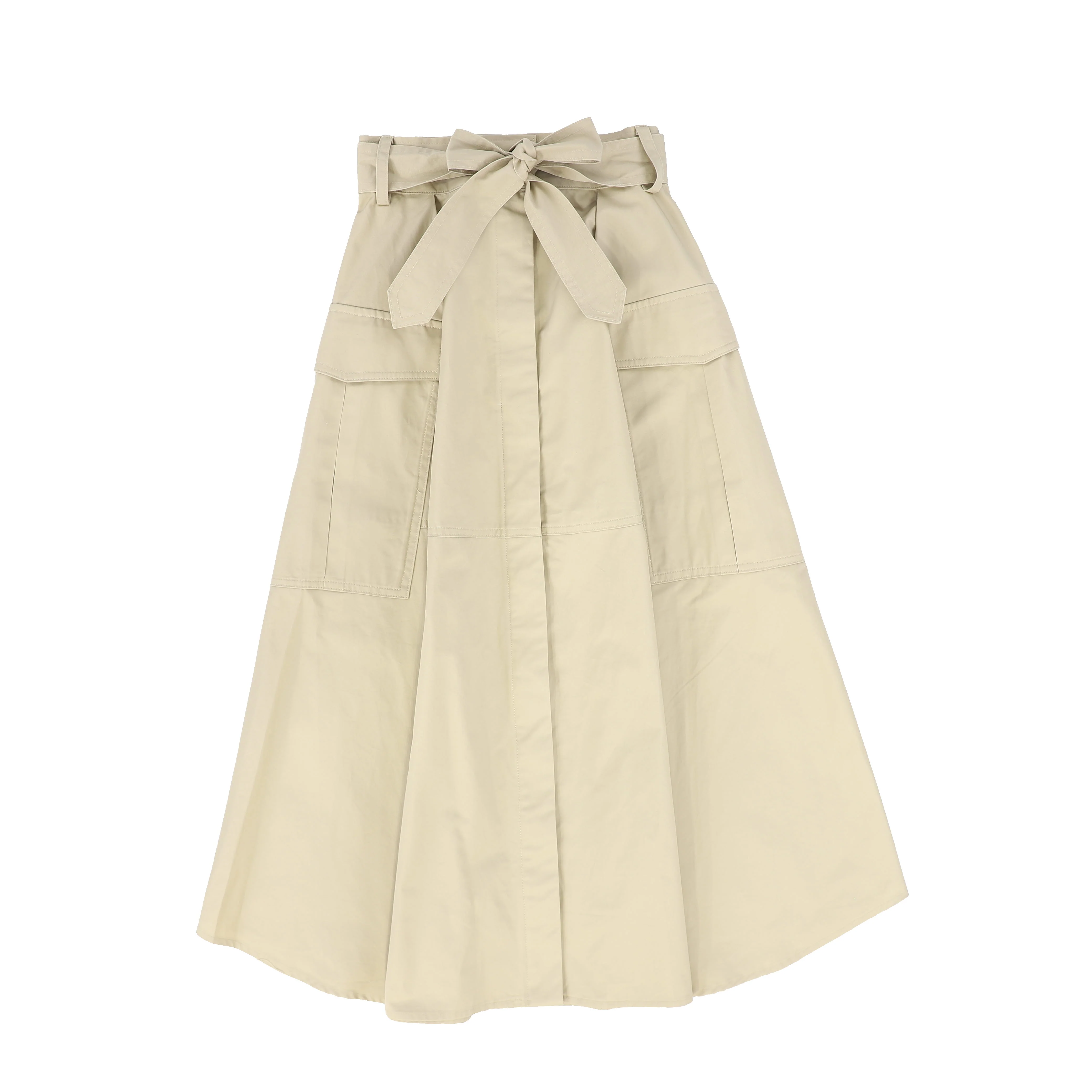 VALENTINA TAN COTTON BELTED POCKET SKIRT
