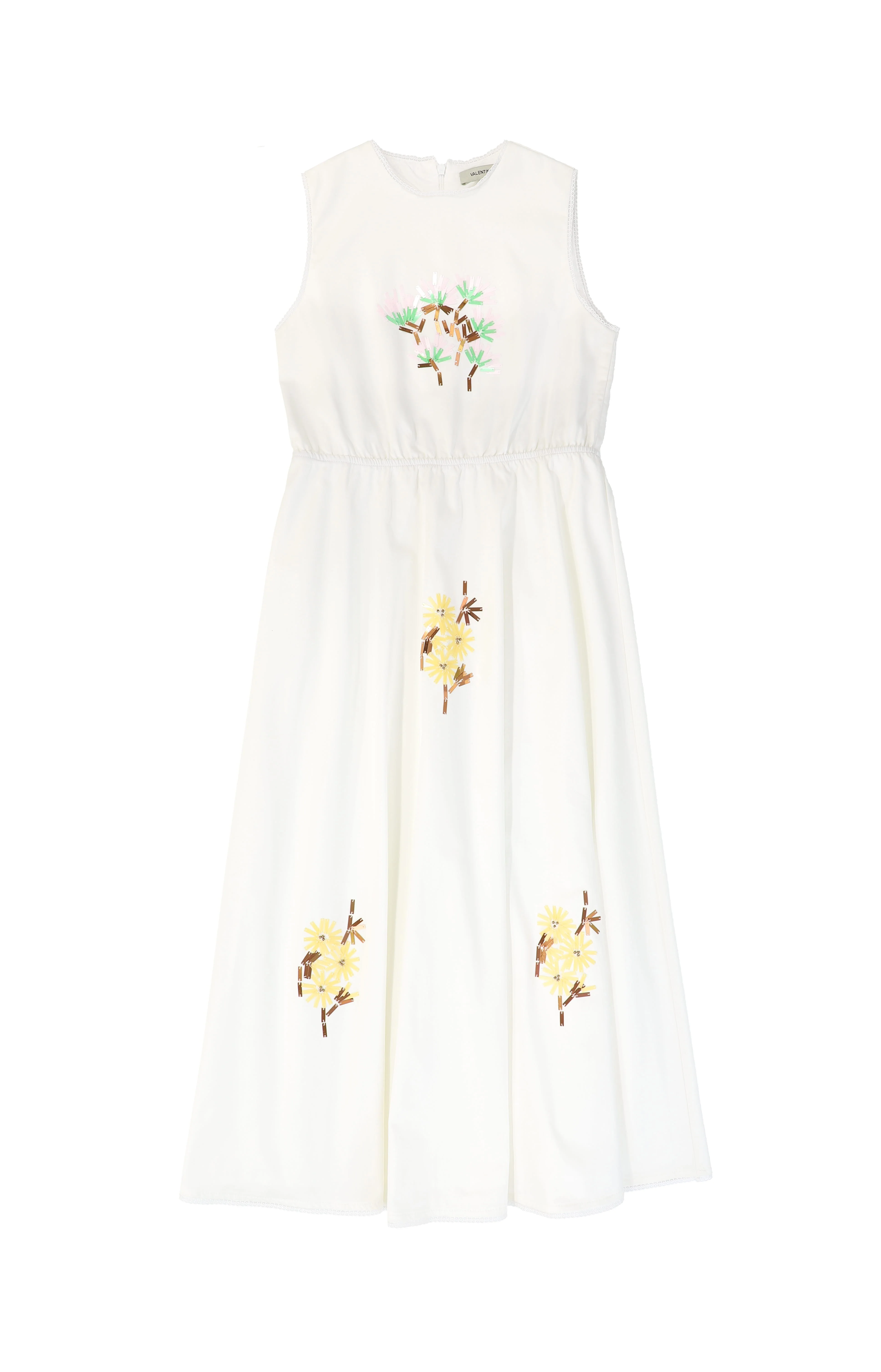 VALENTINA WHITE EMBROIDERED FLOWER POPLIN JUMPER