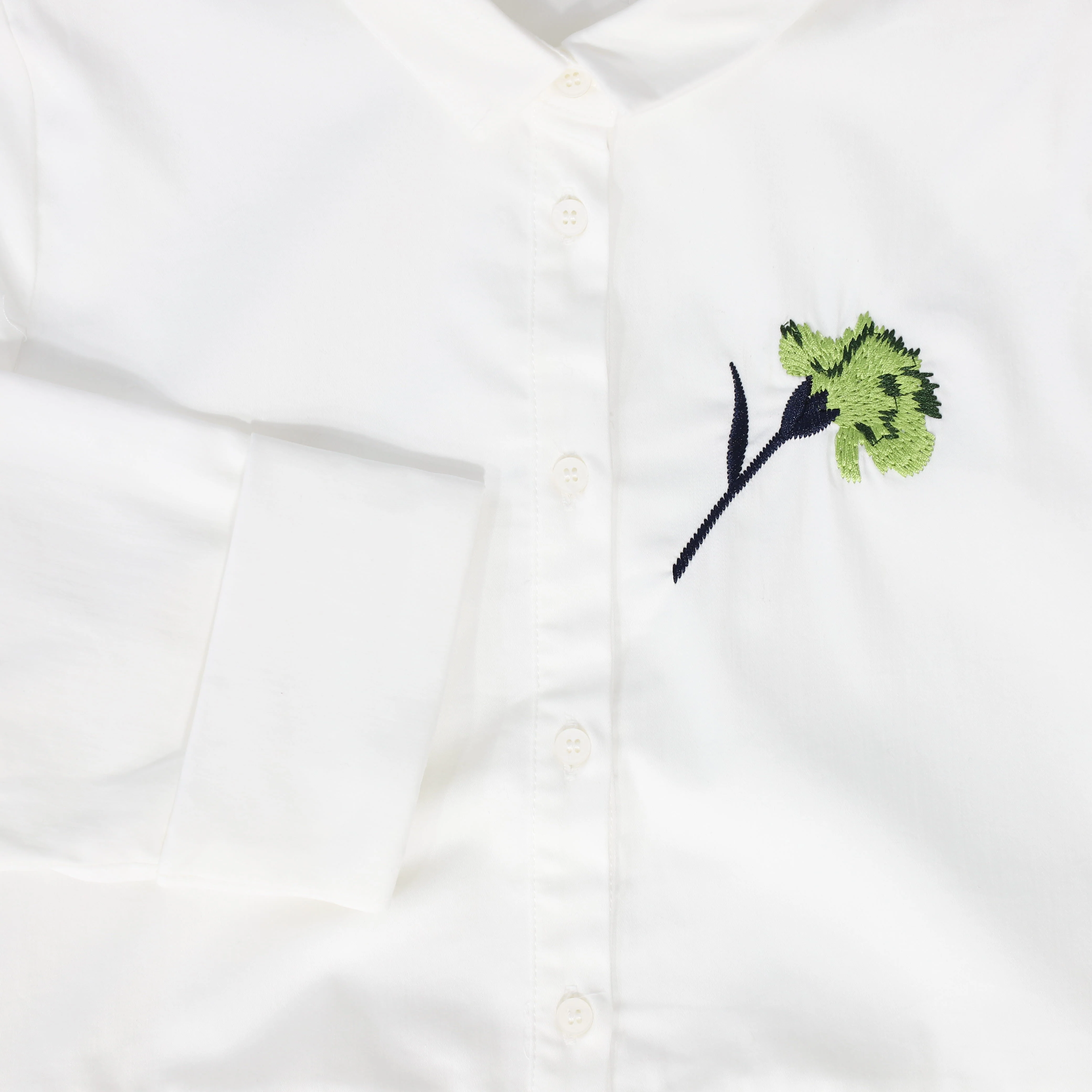 VALENTINA WHITE EMBROIDERED FLOWER SHIRT DRESS - Image 3