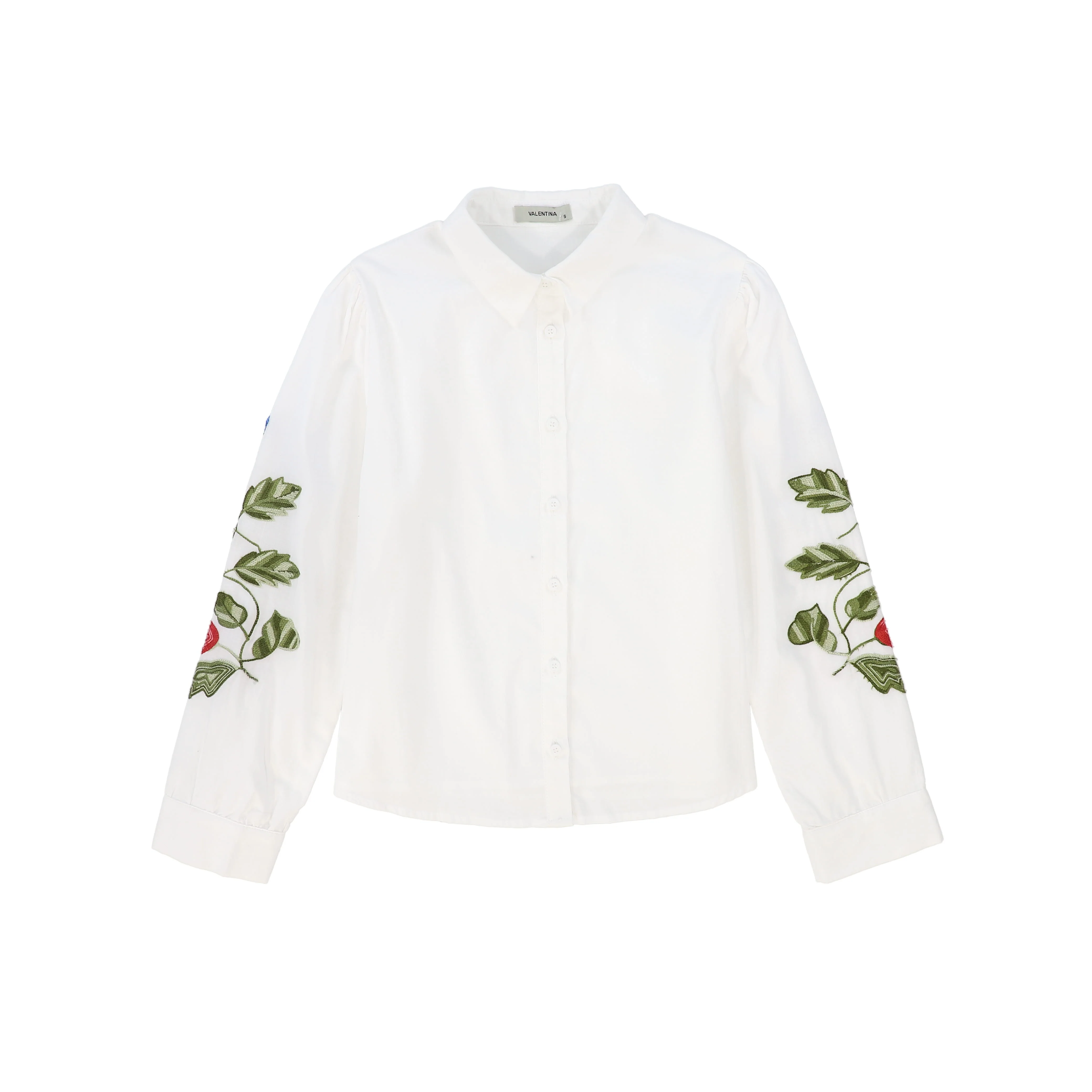 VALENTINA WHITE LINEN EMBROIDERED BLOUSE