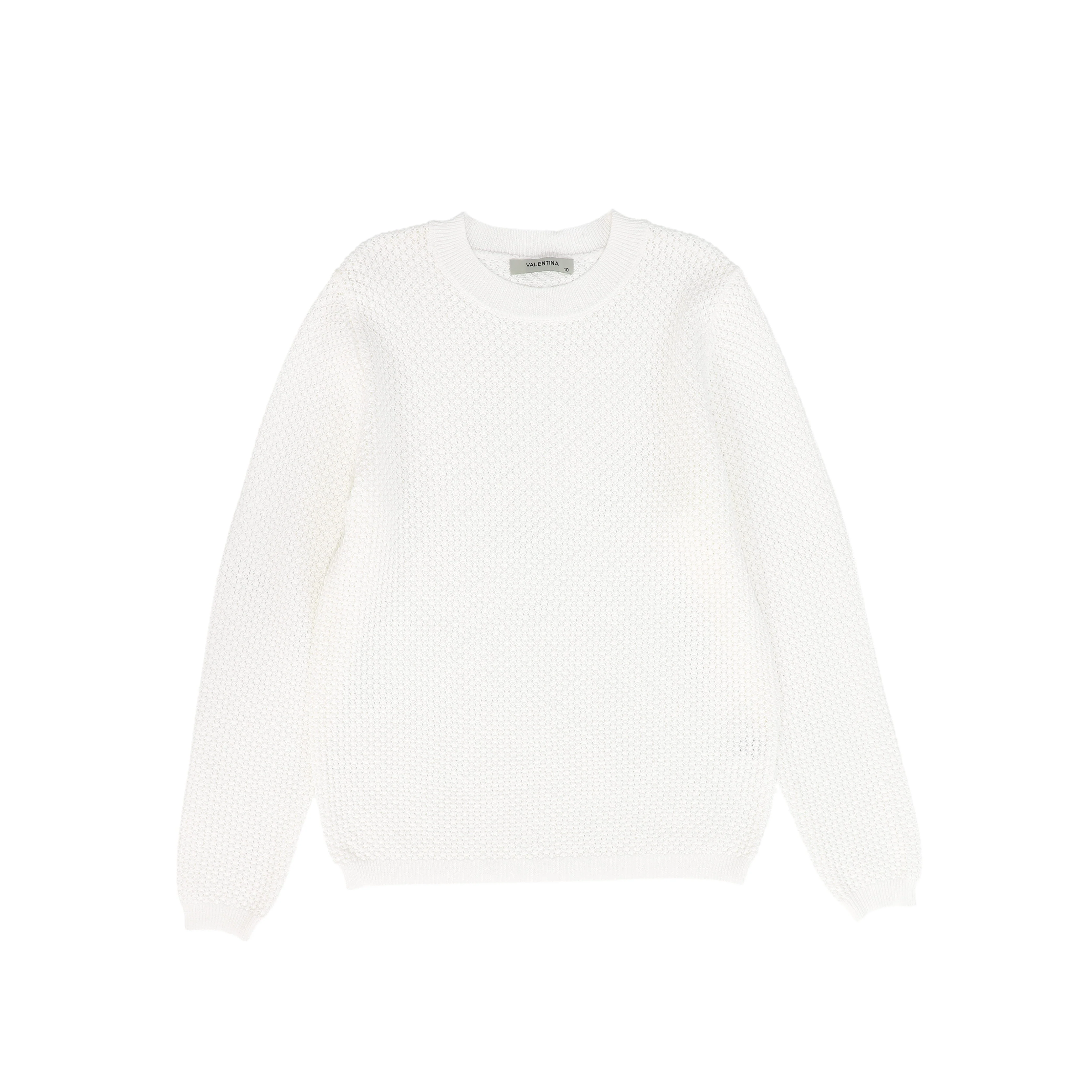 VALENTINA WHITE POINTELLE KNIT SWEATER [FINAL SALE]