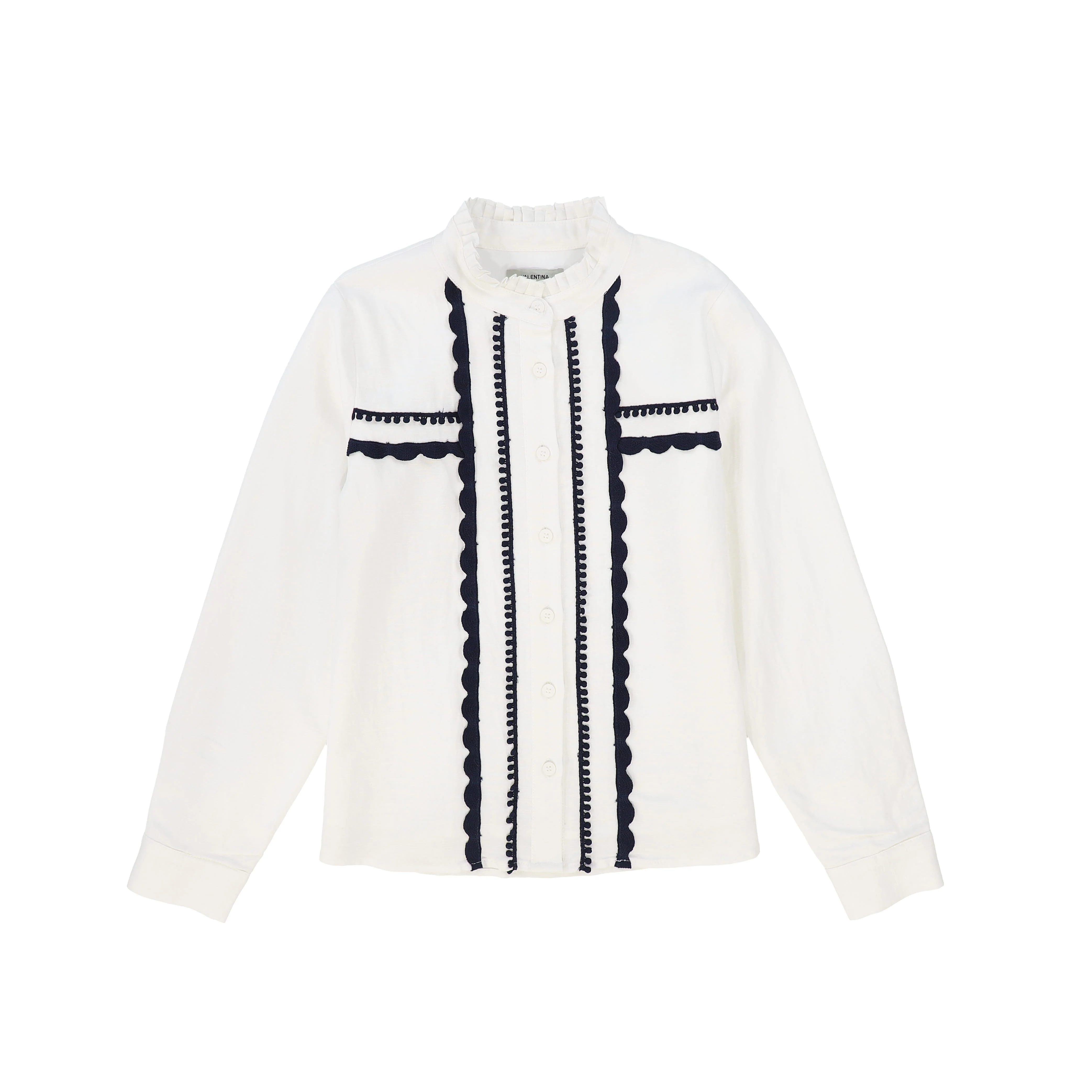 VALENTINA WHITE SCALLOP TRIMMED BLOUSE