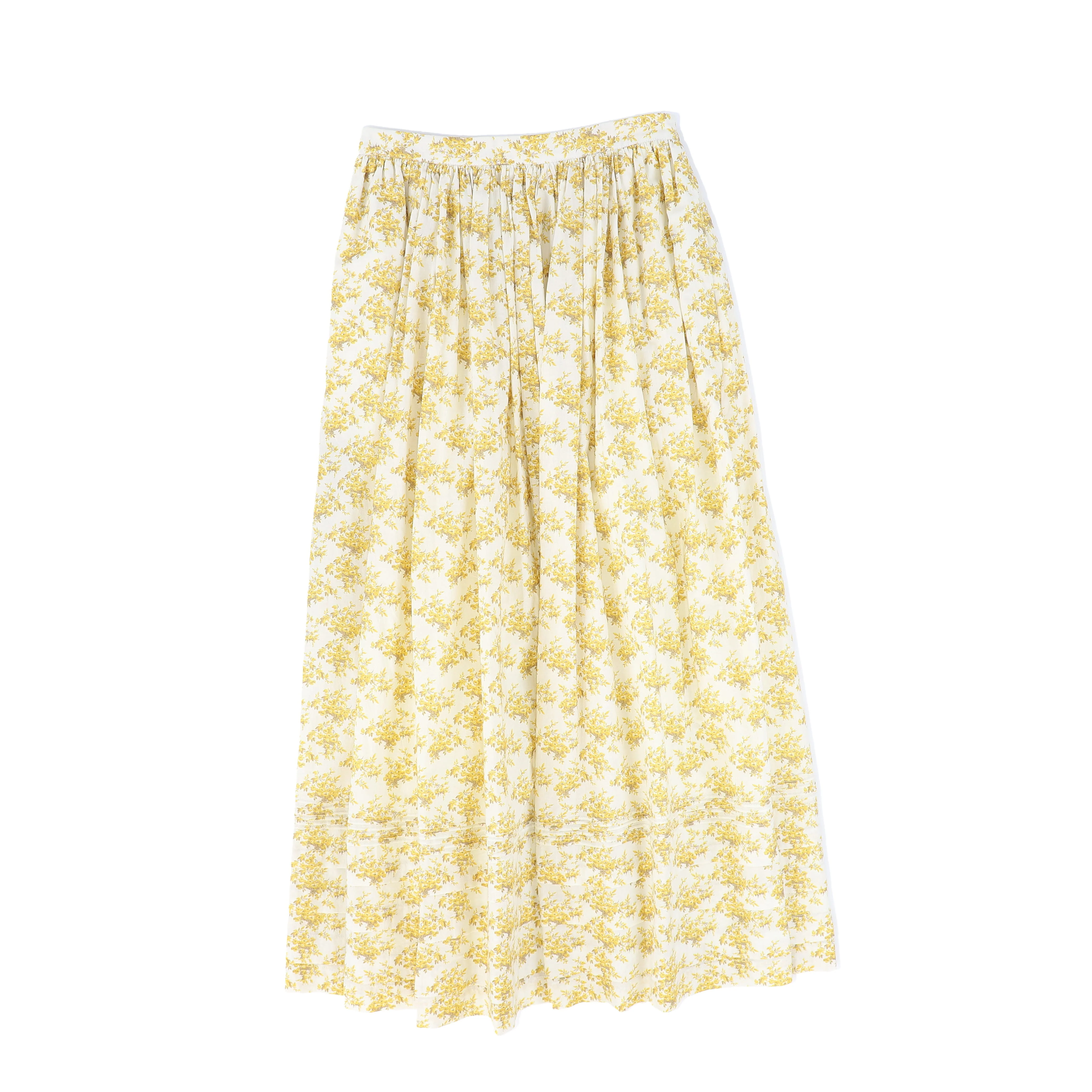 VALENTINA YELLOW FLORAL BUNCH PLEAT SKIRT - Image 2