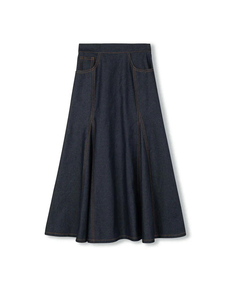 VIBE BLUE DENIM OPEN PANEL MAXI SKIRT