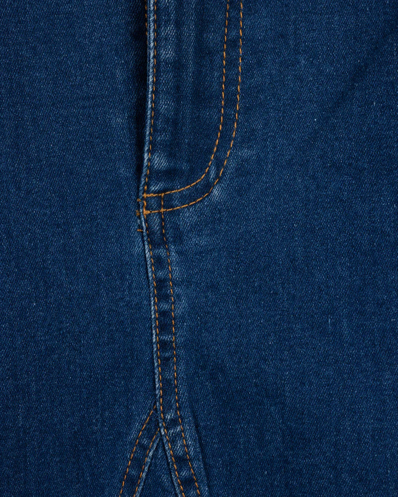 VIBE BLUE DENIM POCKET V SEAM SKIRT - Image 2