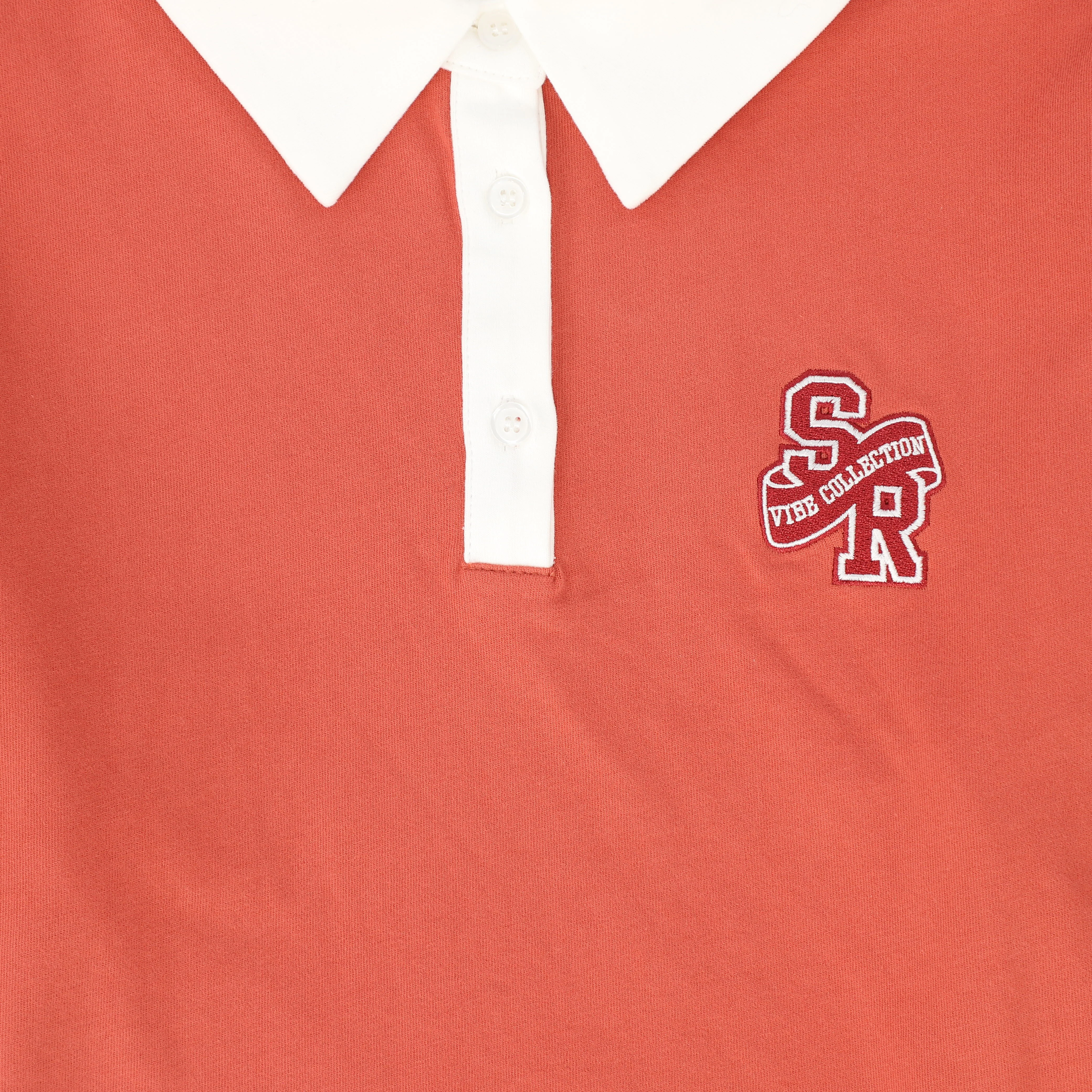 VIBE CORAL CROPPED OFF SHOULDER POLO - Image 2