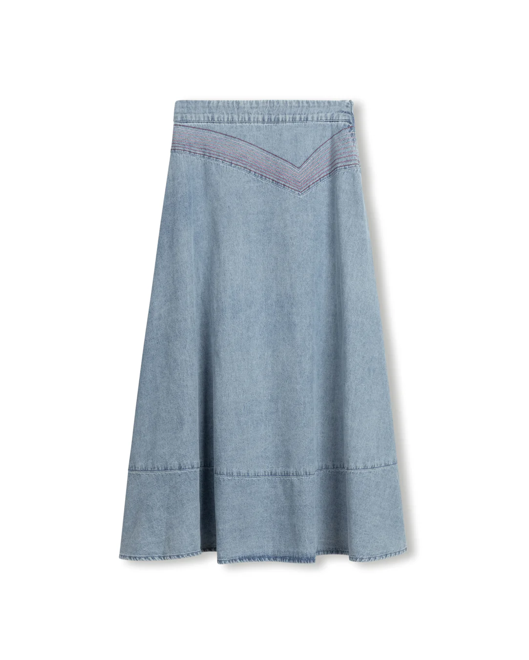 VIBE DENIM MULTI COLOR STITCH SKIRT