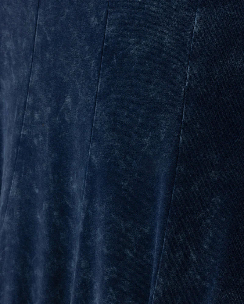 VIBE MID BLUE MINERAL WASH PANEL MIDI SKIRT - Image 2