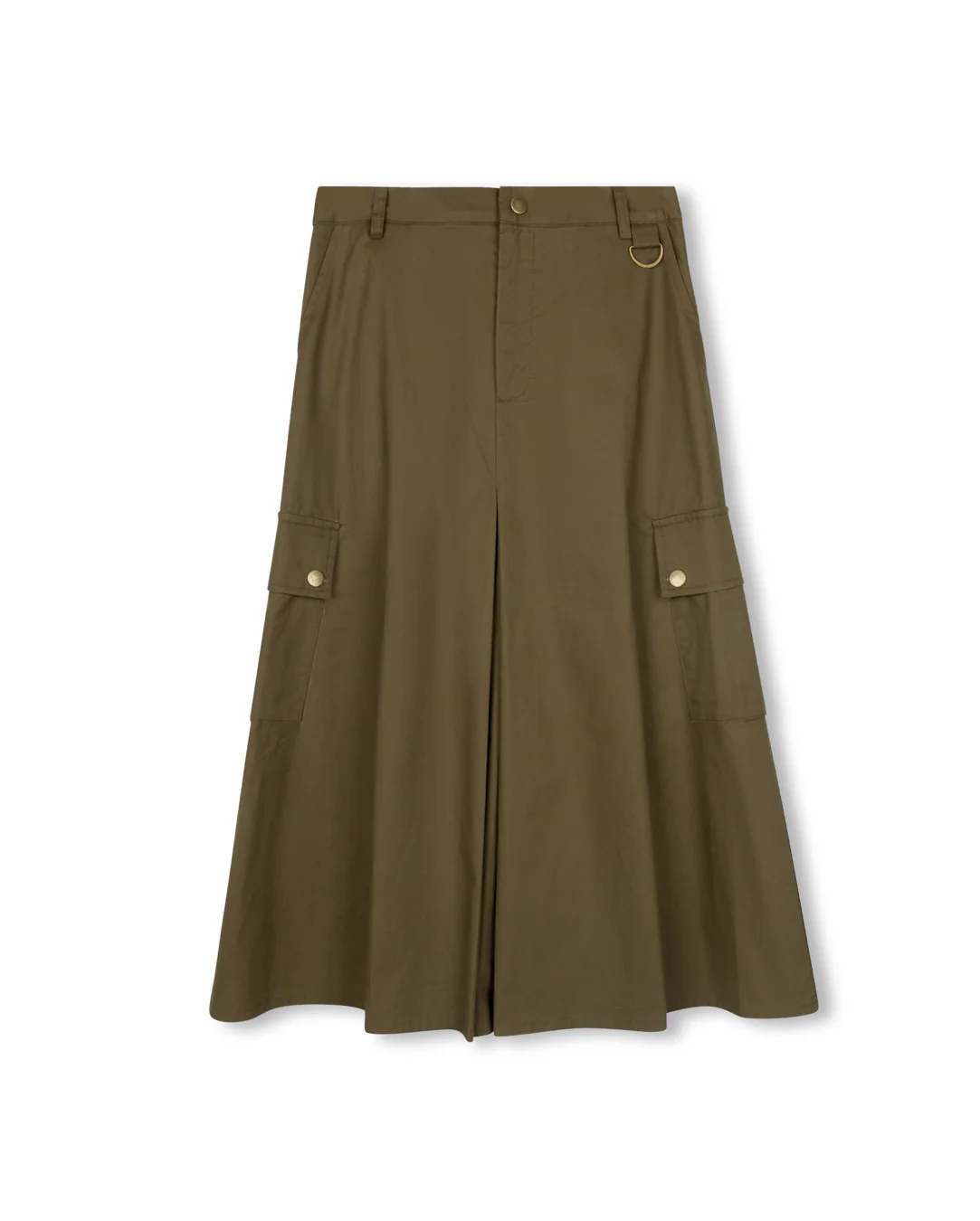 VIBE OLIVE GREEN FRONT KICK PLEAT POCKET SKIRT [FINAL SALE]