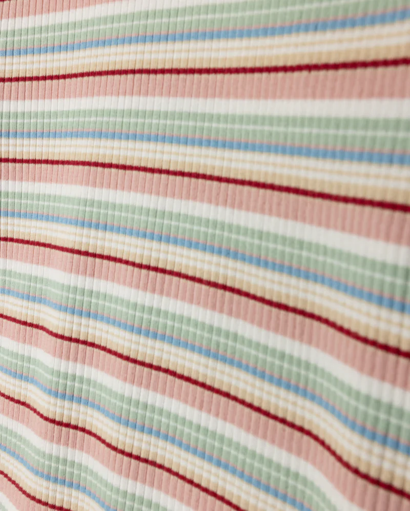 VIBE RED MULTI STRIPED RIBBED T-SHIRT - Image 2