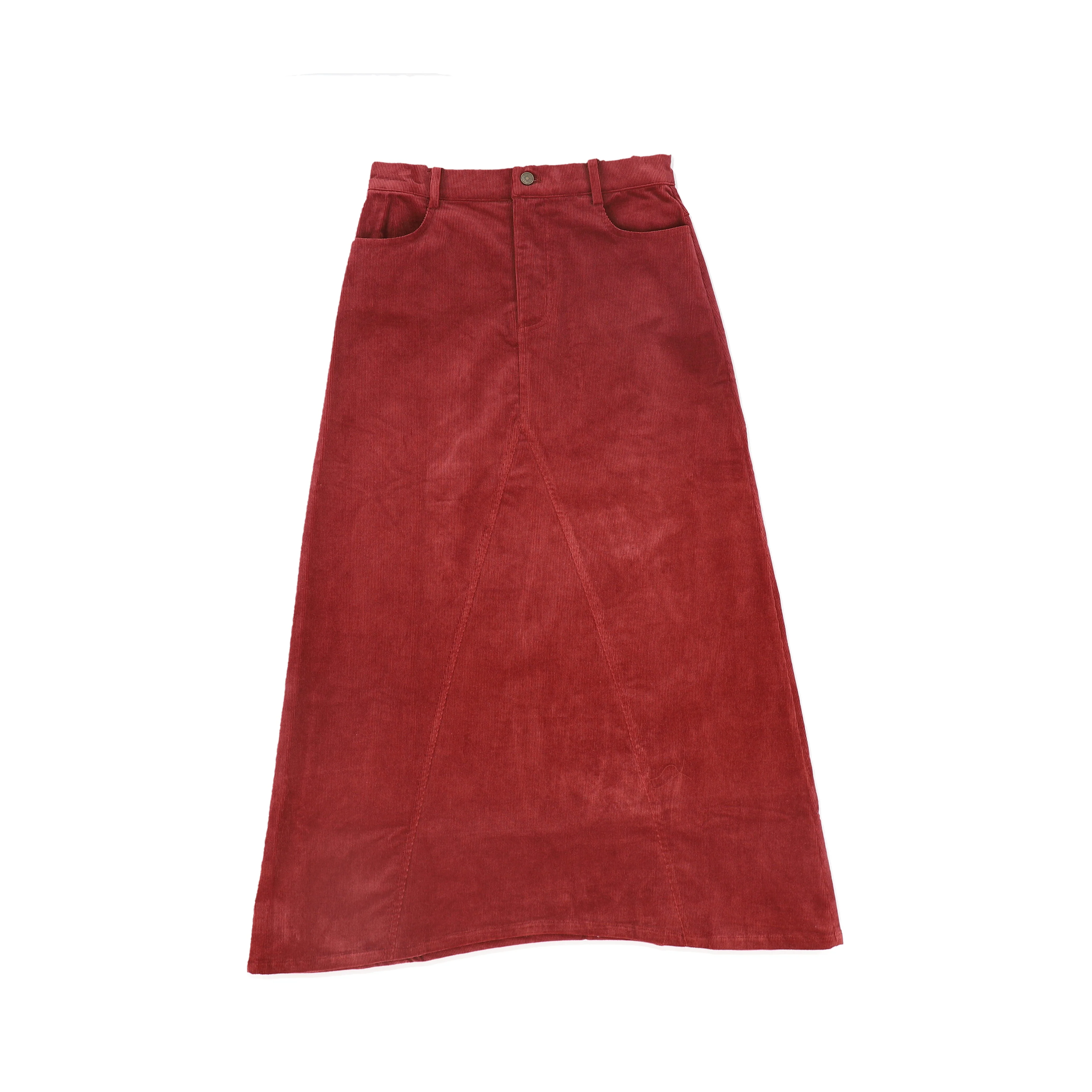 VIBE WINE CORDUROY FRINGE HEM SKIRT [FINAL SALE]