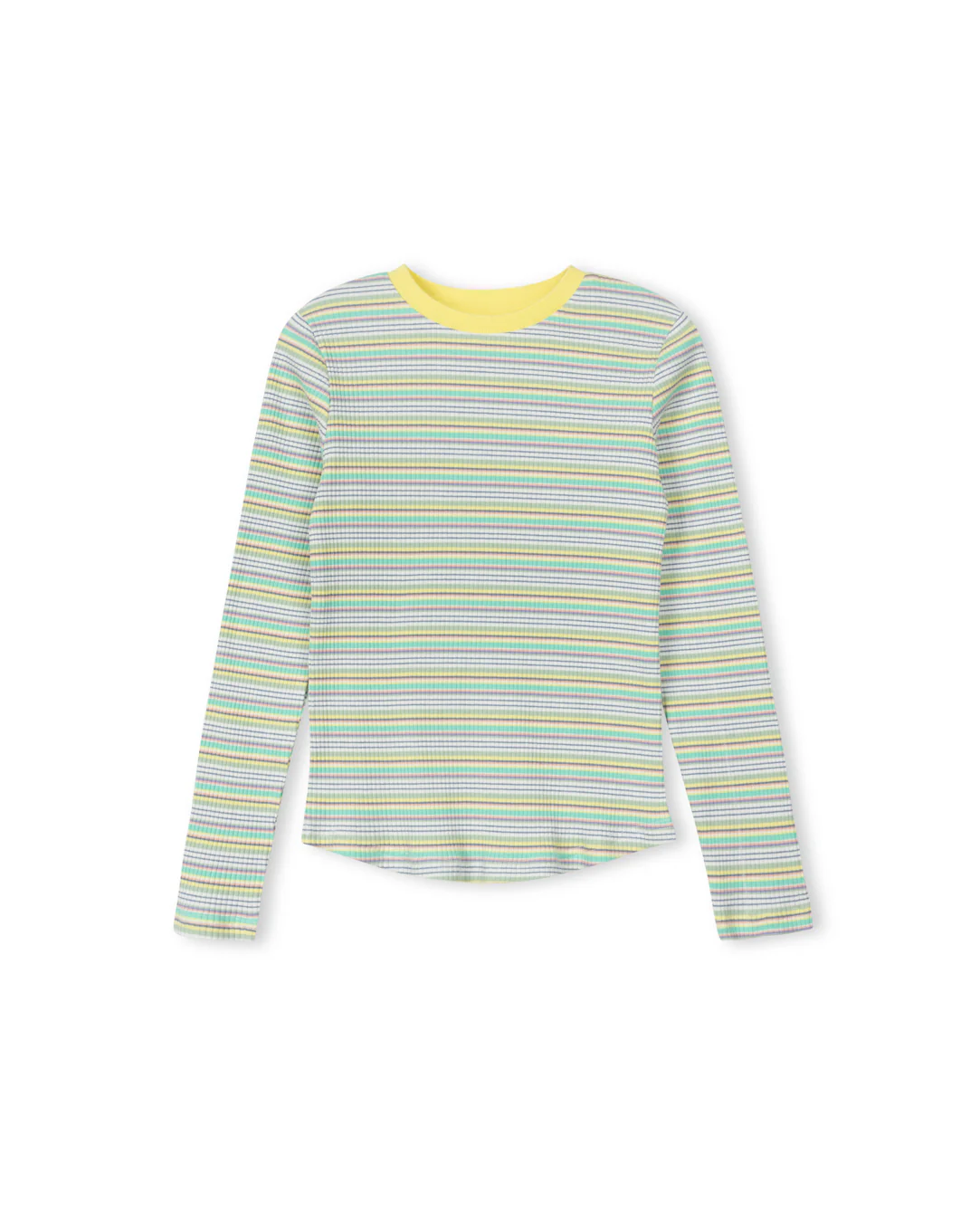 VIBE YELLOW MULTI STRIPED RIBBED T-SHIRT